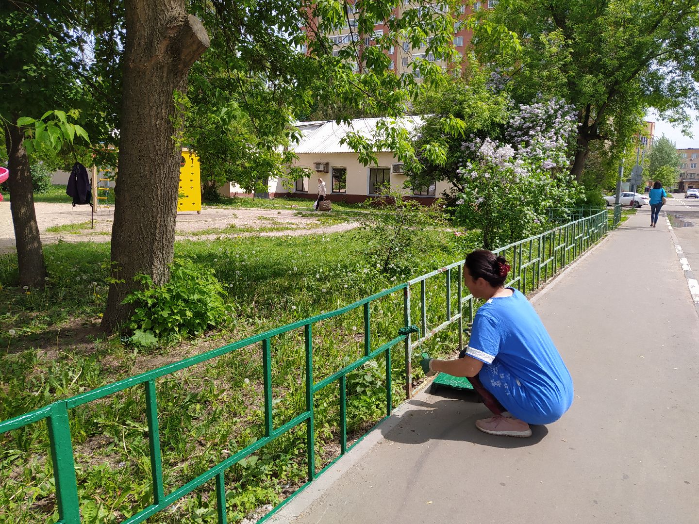 Ограждение, дорога, улица, покраска, благоустройство