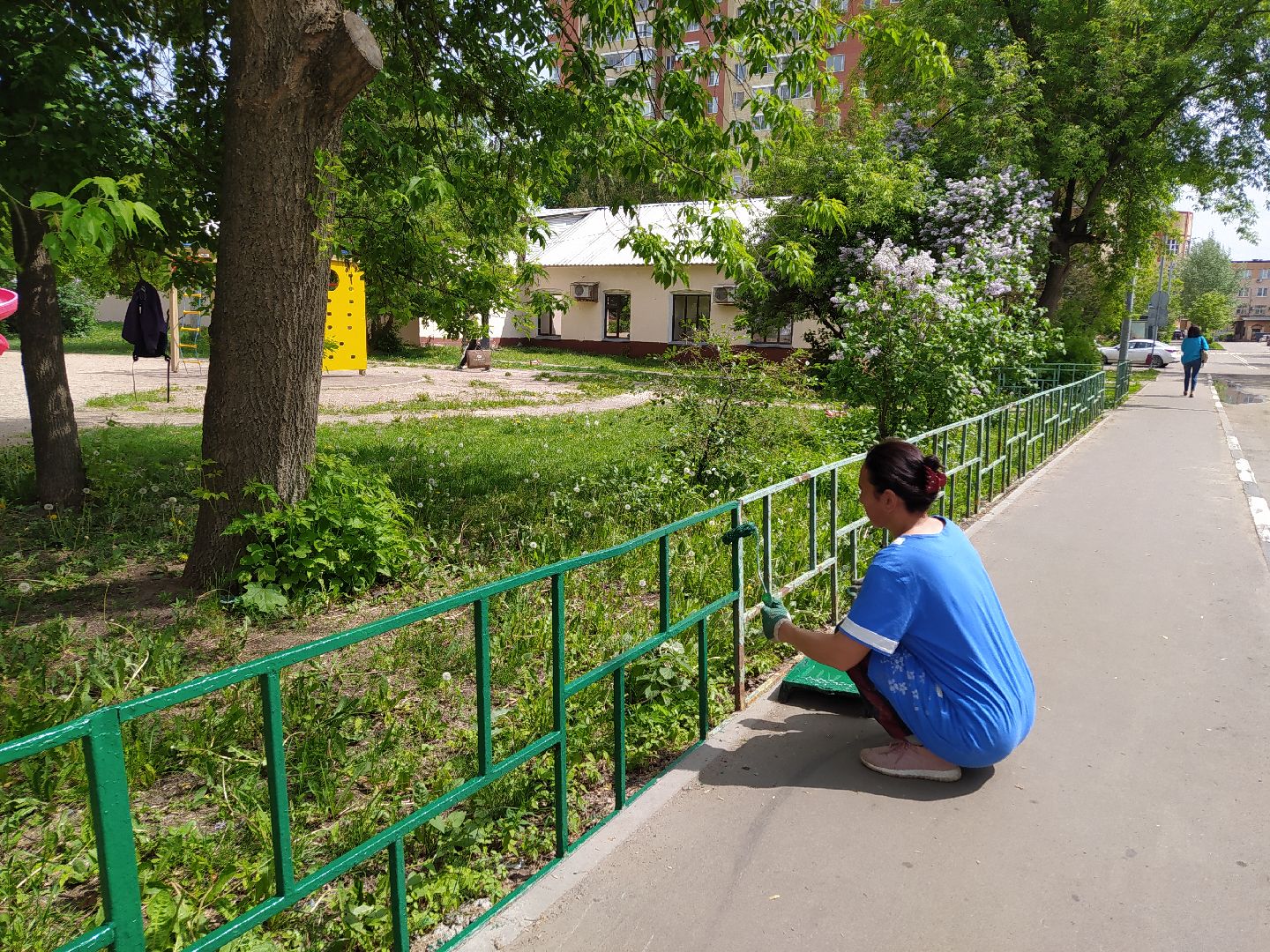 Ограждение, дорога, улица, покраска, благоустройство