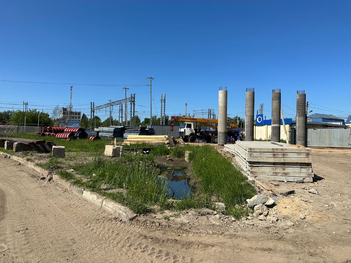 Путепровод, строительство, железная дорога, Апрелевка, МЦД-4