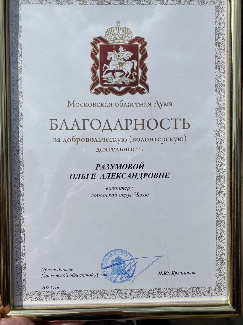 Чехов, награда, волонтер, депутат, Мособлдума
