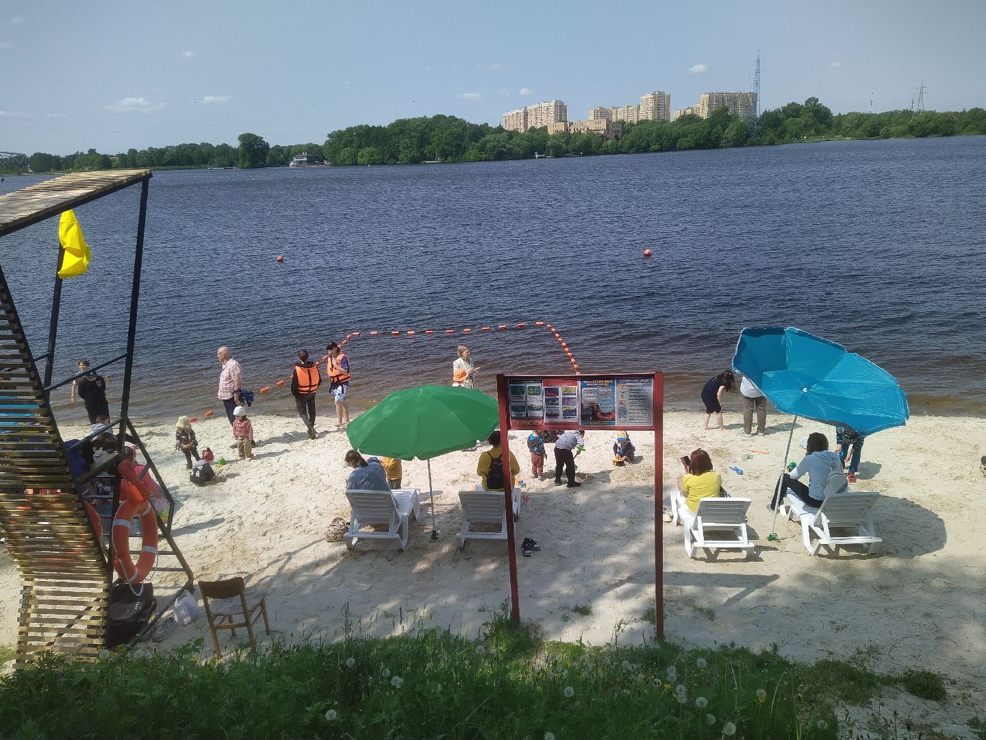 Долгопрудный, пляж, Новые Водники, парк Мысово, парки, буйки, спасатели