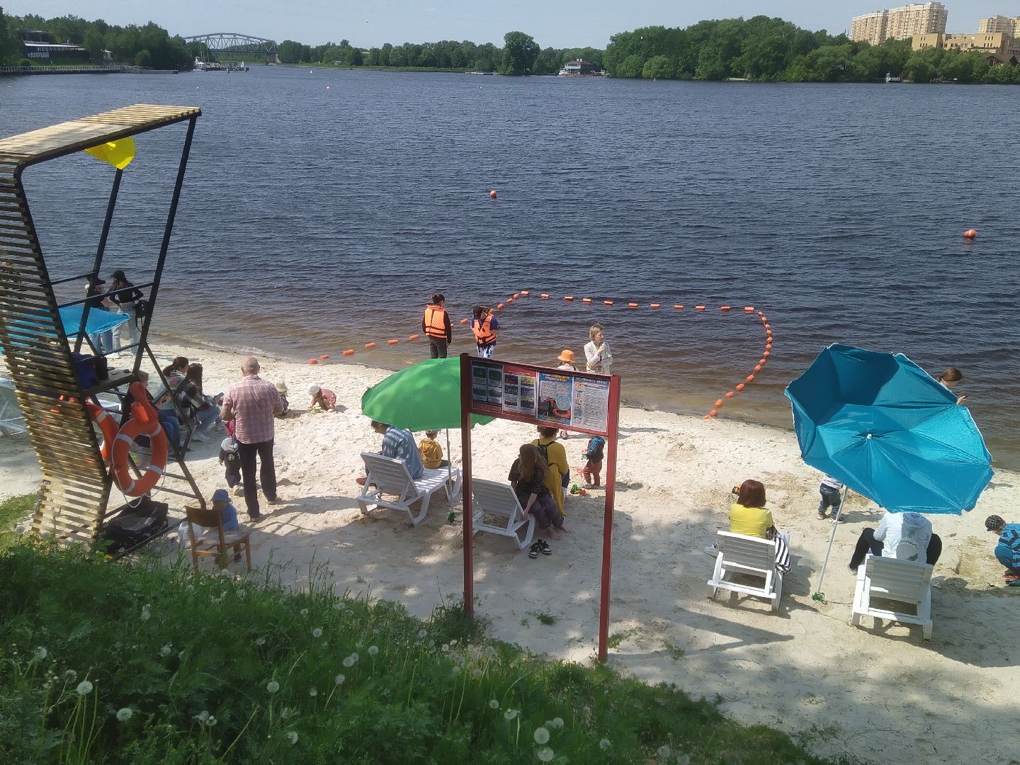 Долгопрудный, пляж, Новые Водники, парк Мысово, парки, буйки, спасатели
