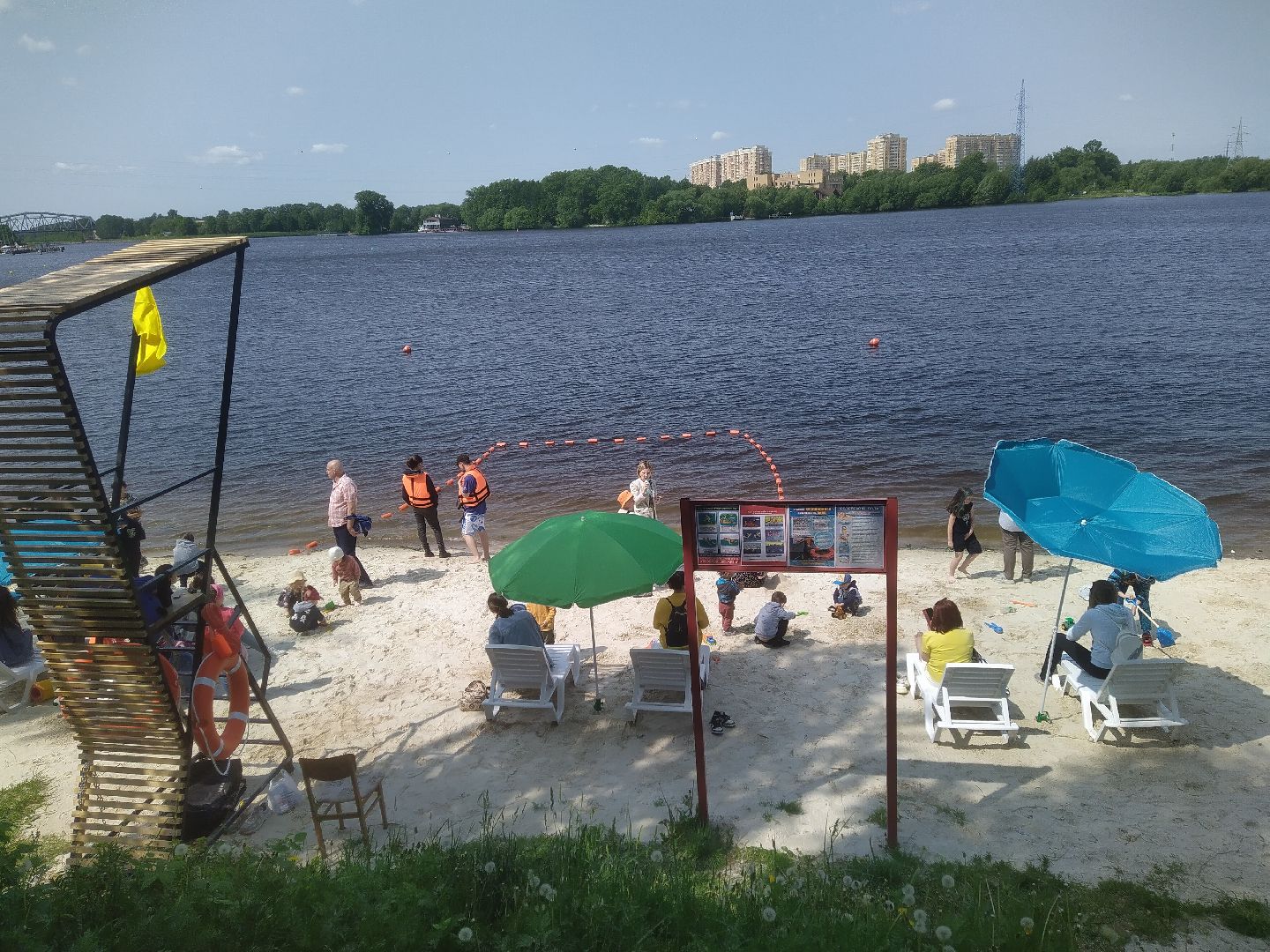 Долгопрудный, пляж, Новые Водники, парк Мысово, парки, буйки, спасатели