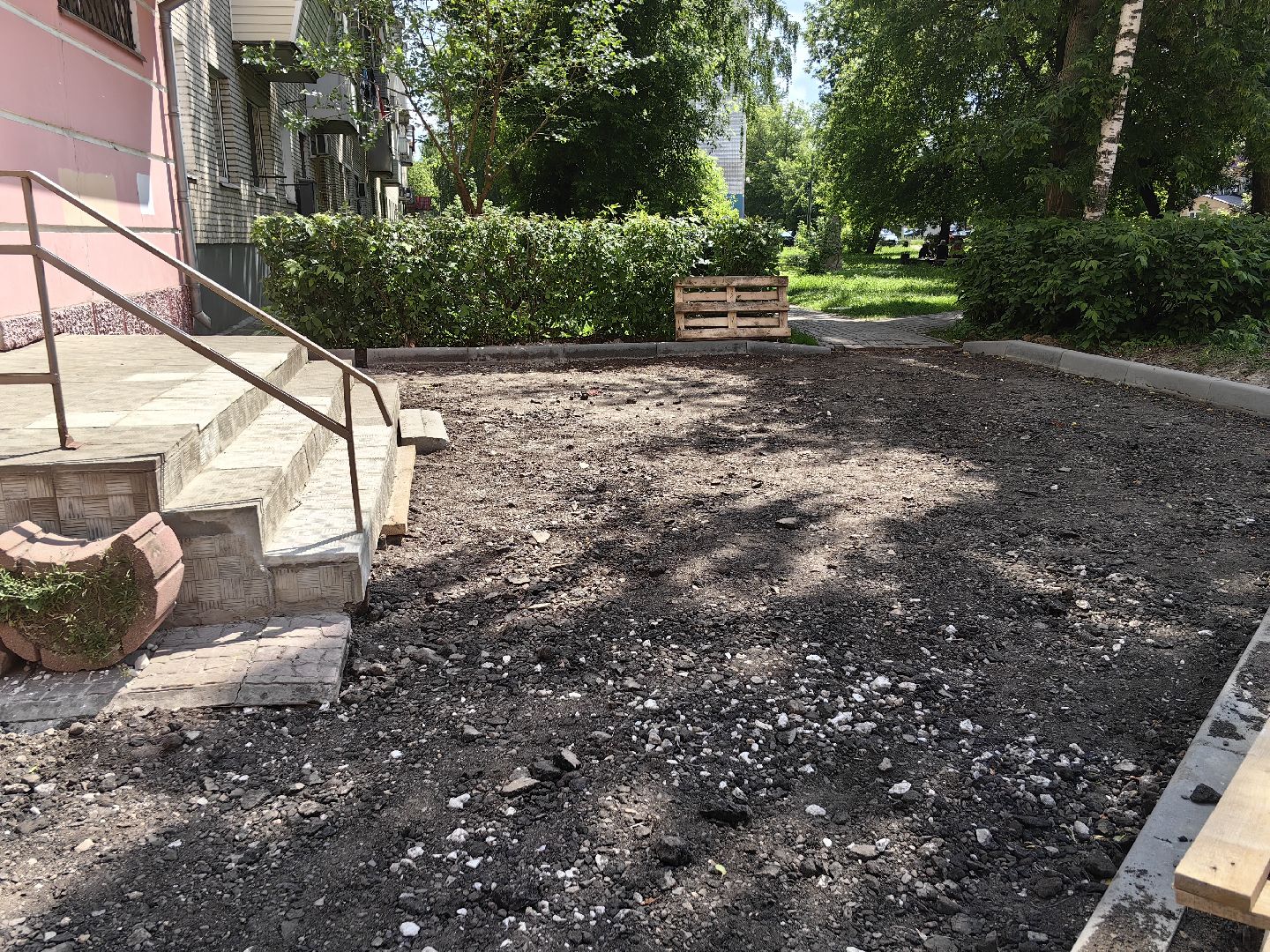 Асфальт, дорога, щебень, укладка