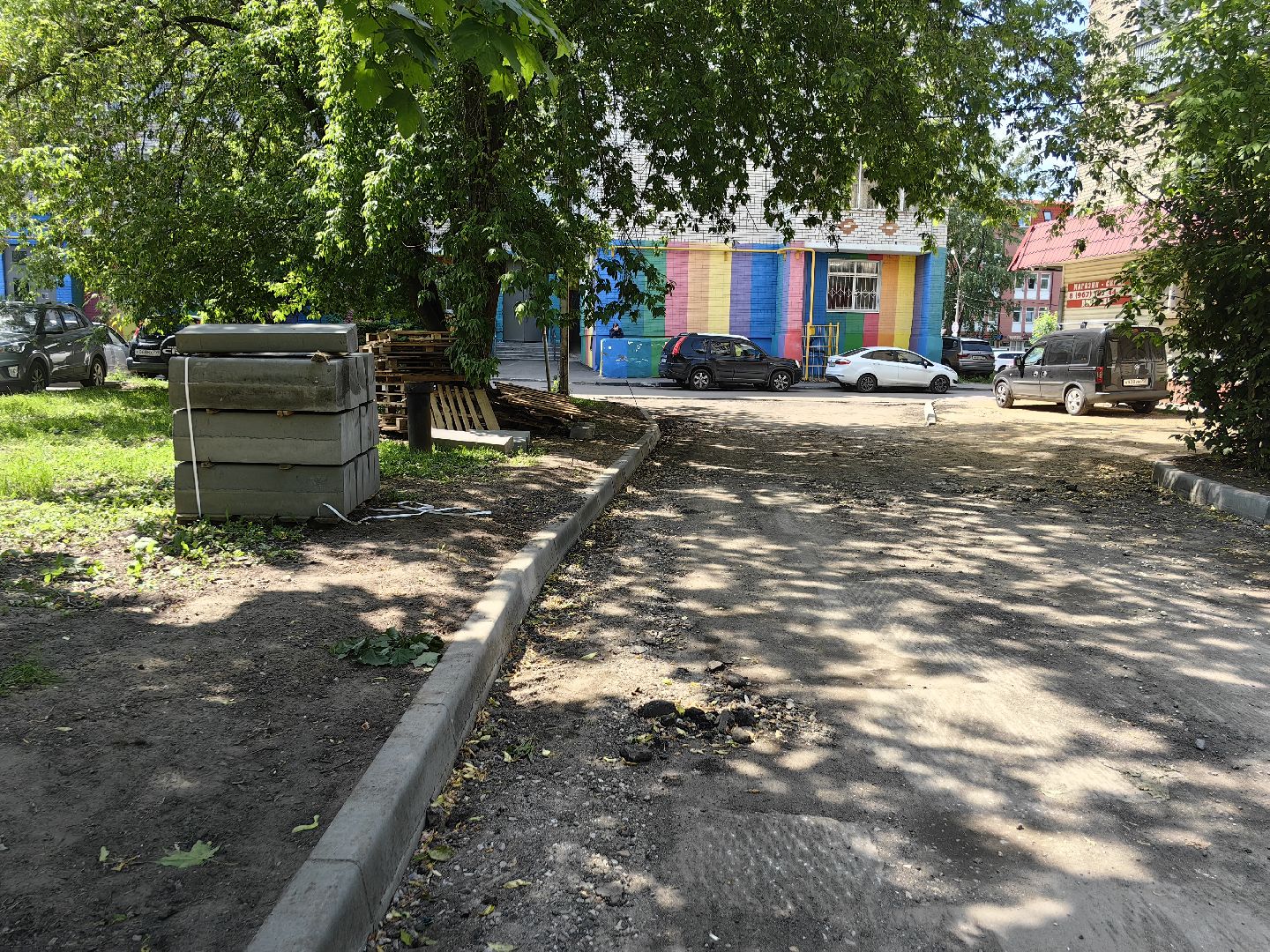 Асфальт, дорога, щебень, укладка