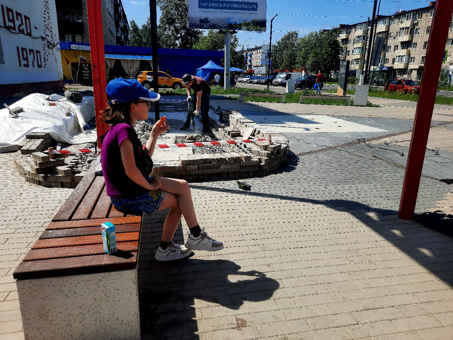 Шатура, Бульвар Мира, ремонт фонтана