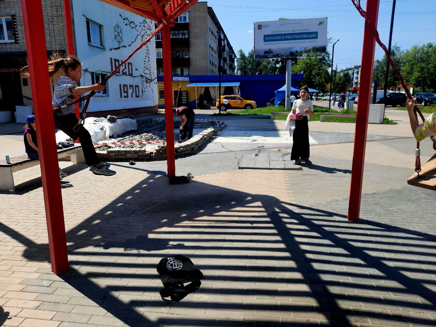 Шатура, Бульвар Мира, ремонт фонтана