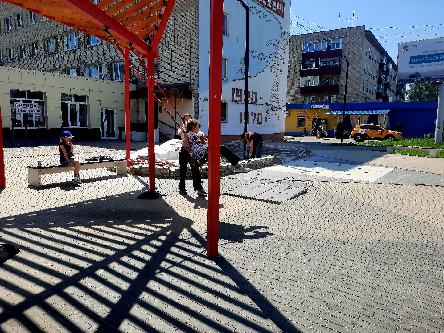 Шатура, Бульвар Мира, ремонт фонтана