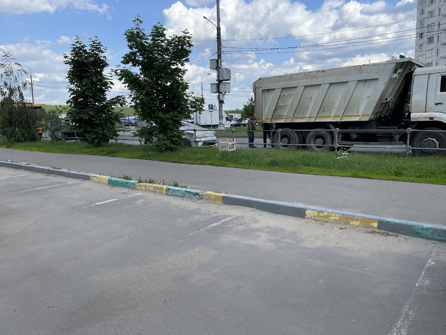 Бордюры, окраска, серый, Люберцы