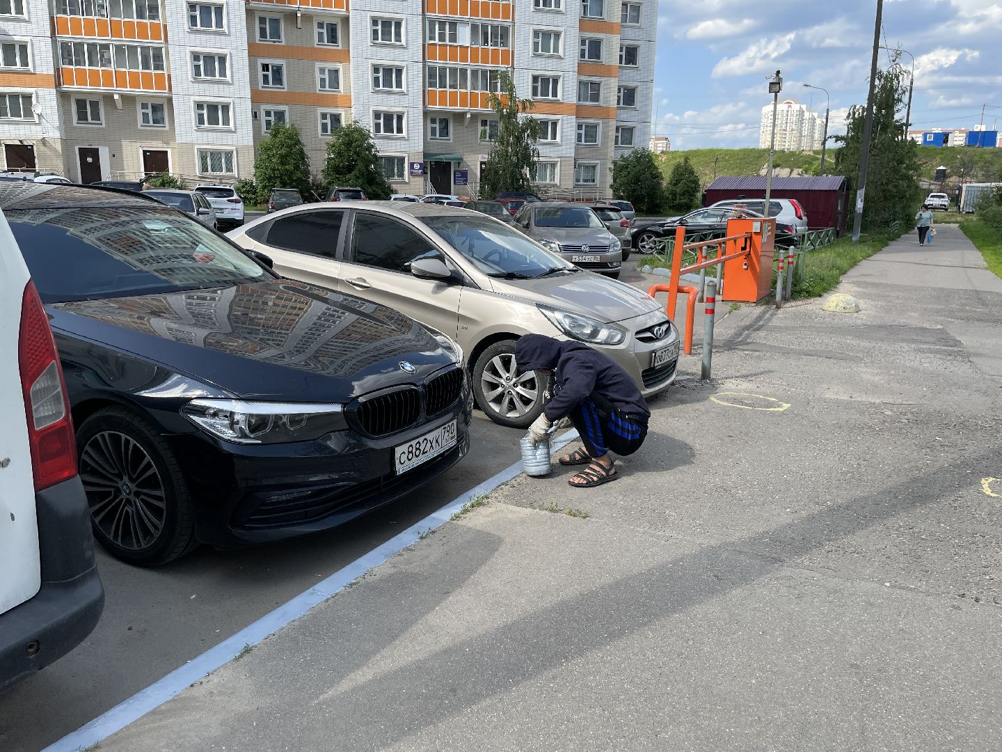 Бордюры, окраска, серый, Люберцы