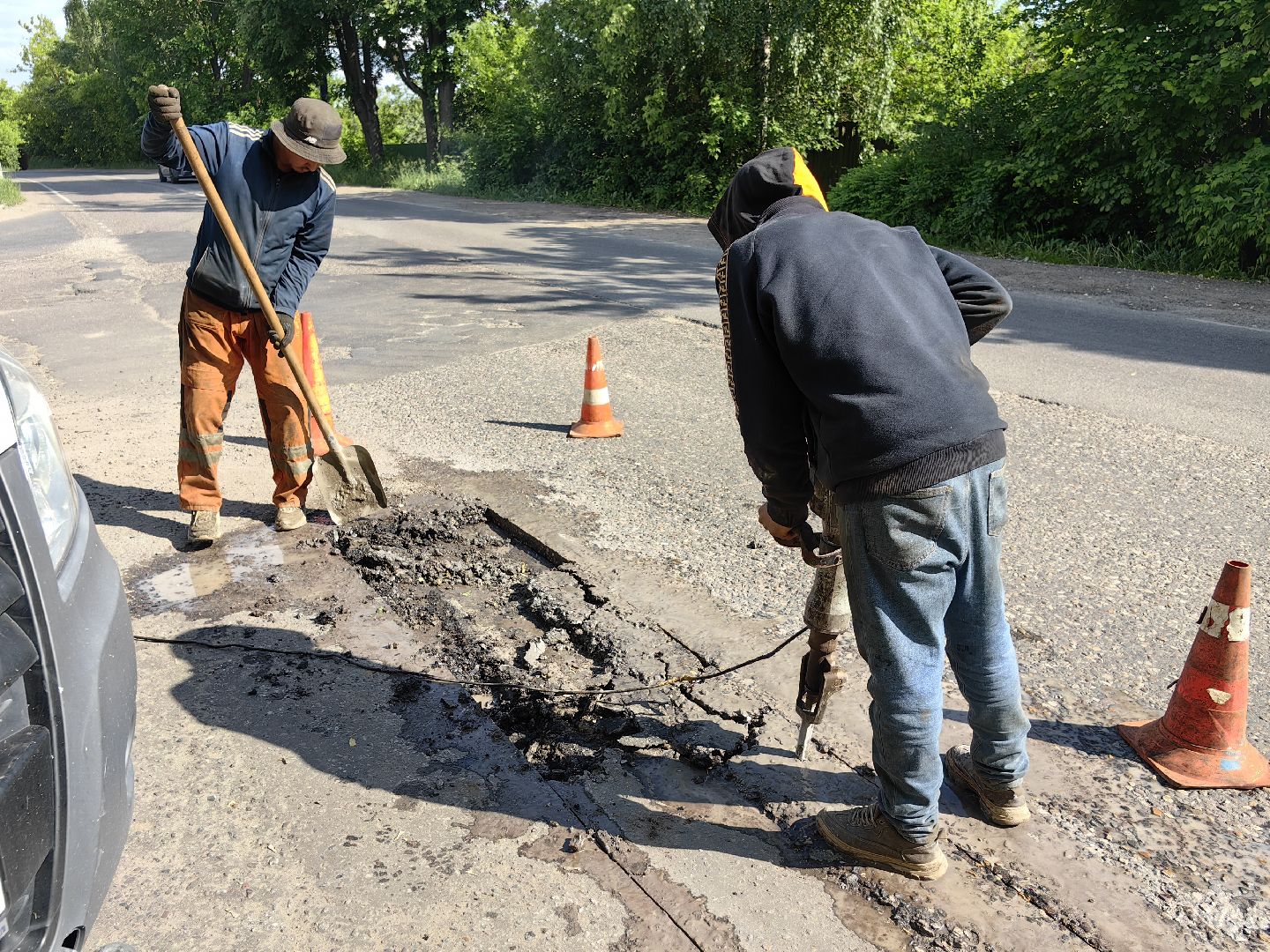 Ремонт, яма, асфальт, дорога