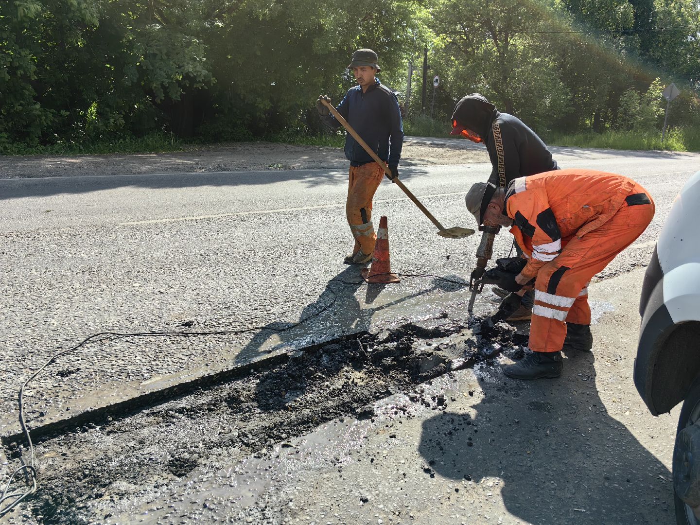Ремонт, яма, асфальт, дорога