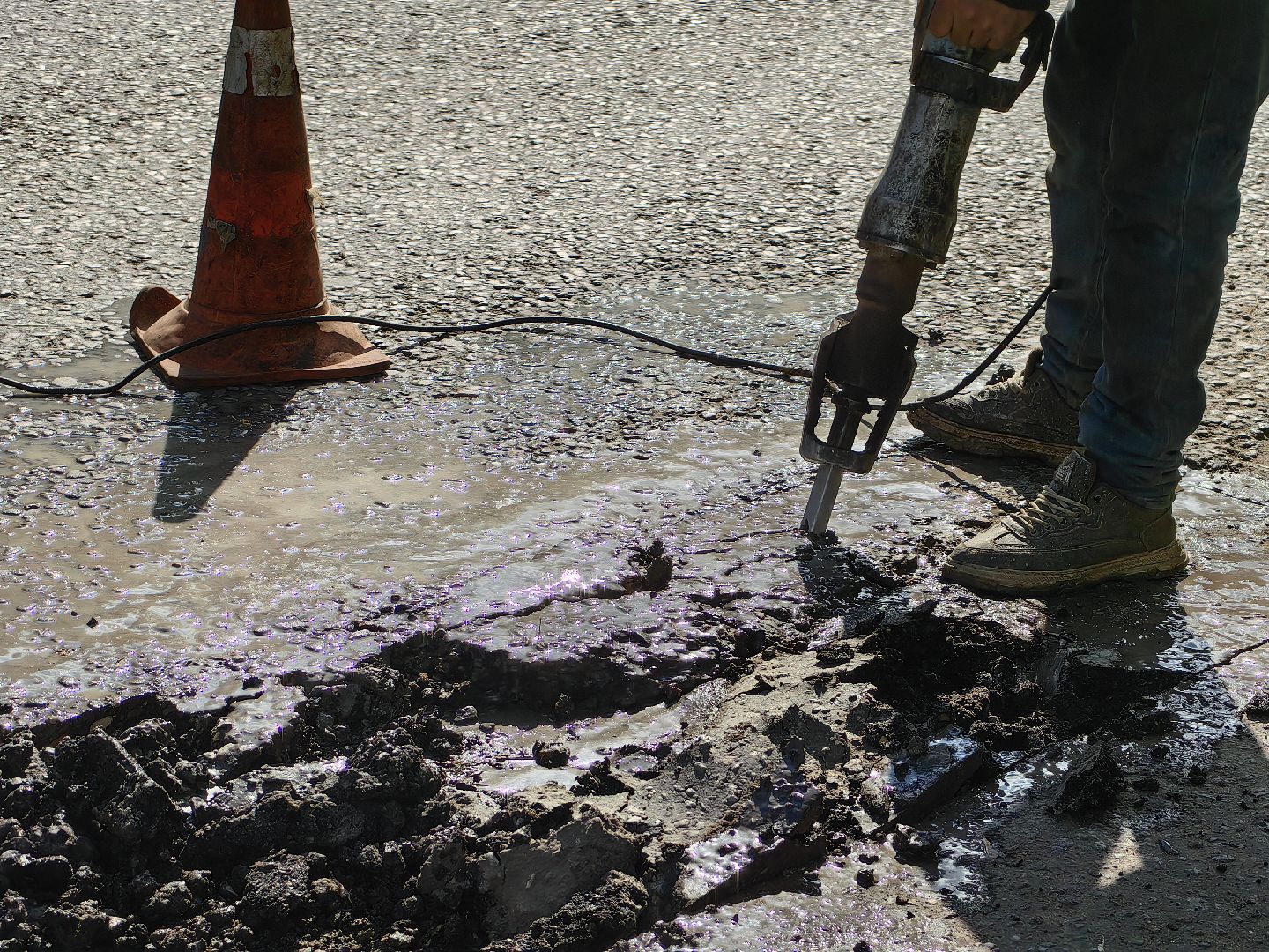 Ремонт, яма, асфальт, дорога