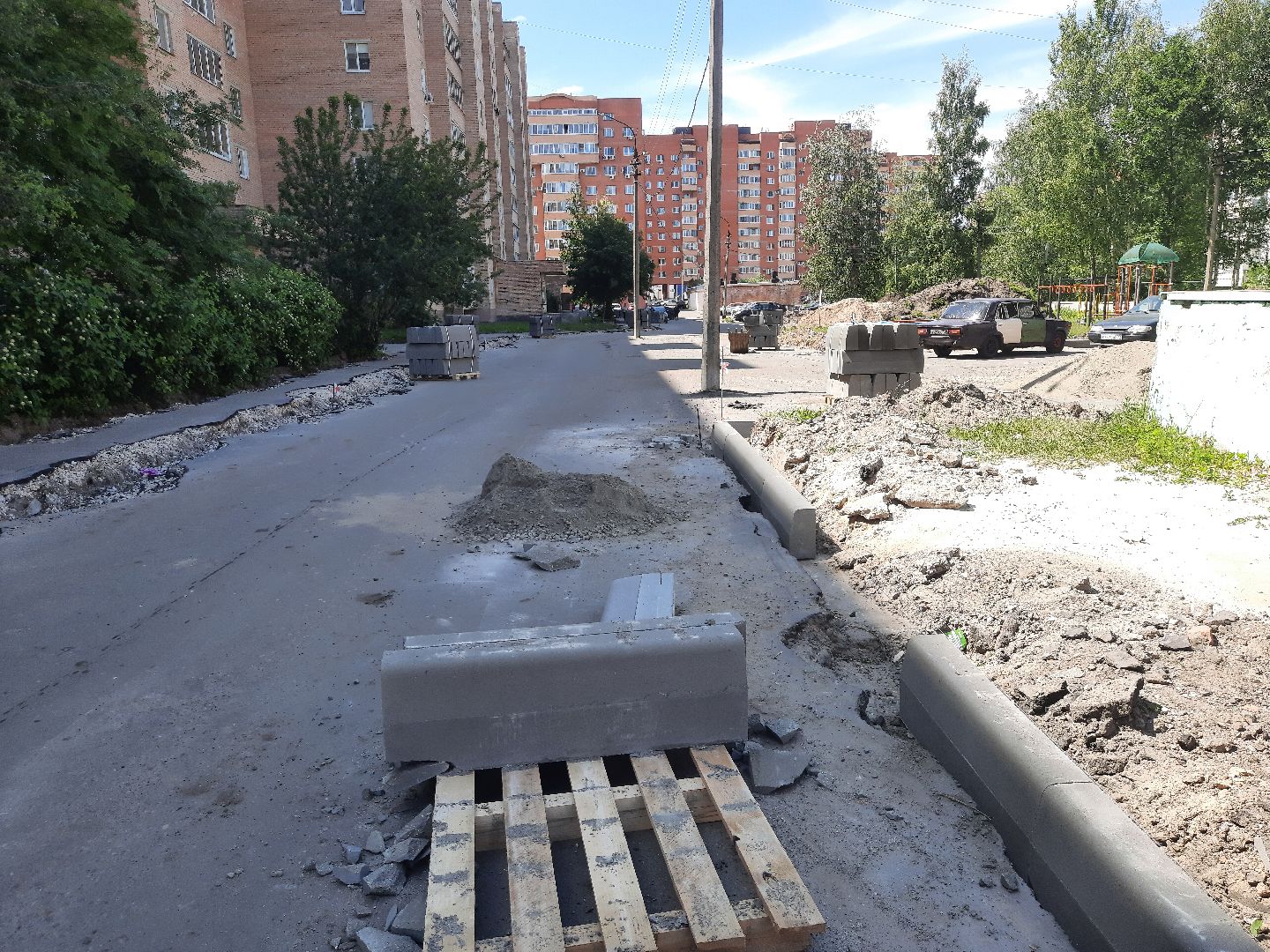 ремонт двора, тротуар, Шатура