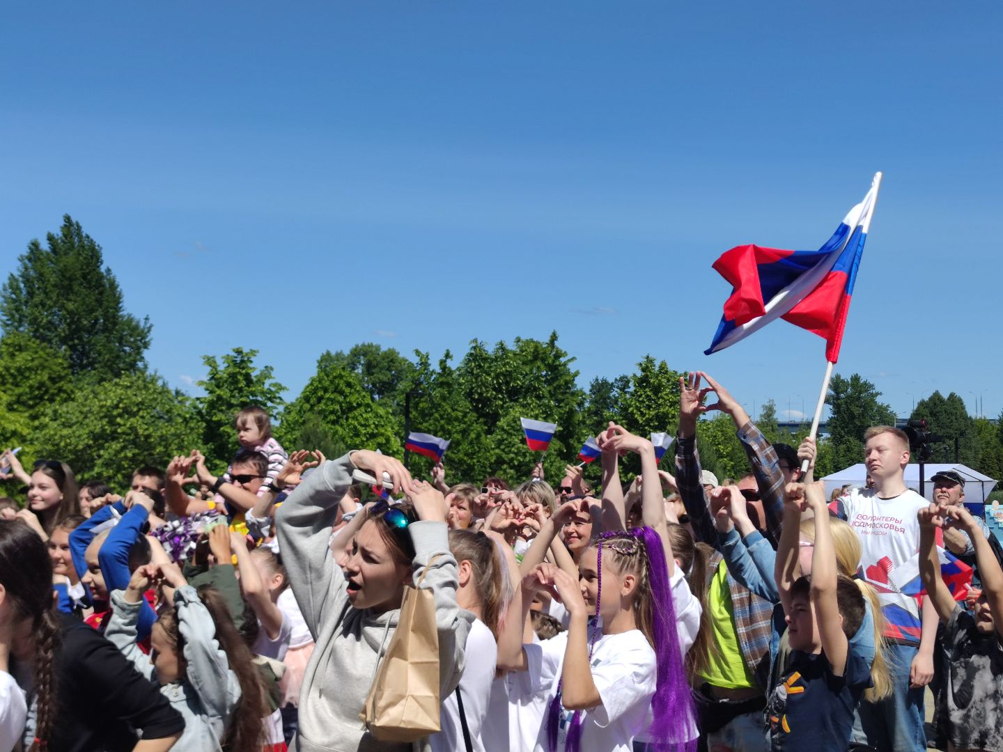 Флешмоб, волонтеры Подмосковья, День России, Дубна