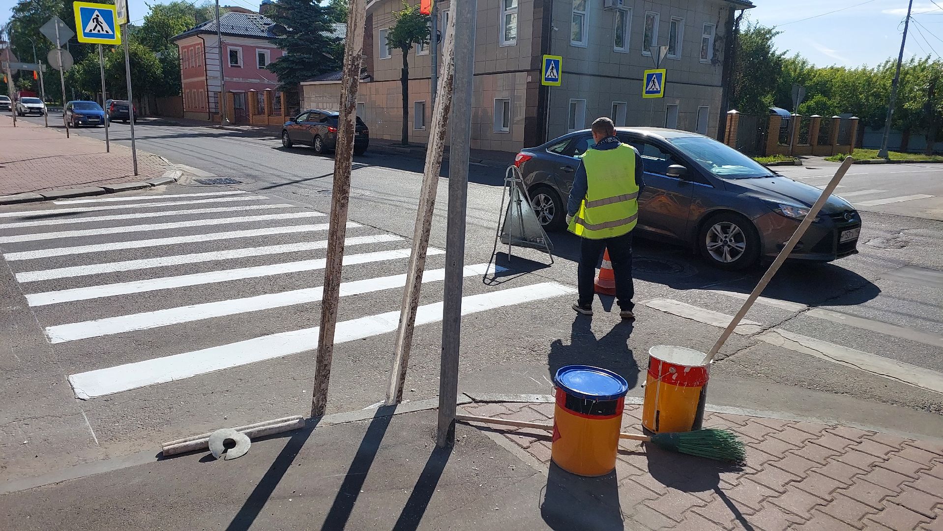 дорожная разметка, серпухов, зебра, ГИБДД, комбинат благоустройства, пешеходный переход, дороги,