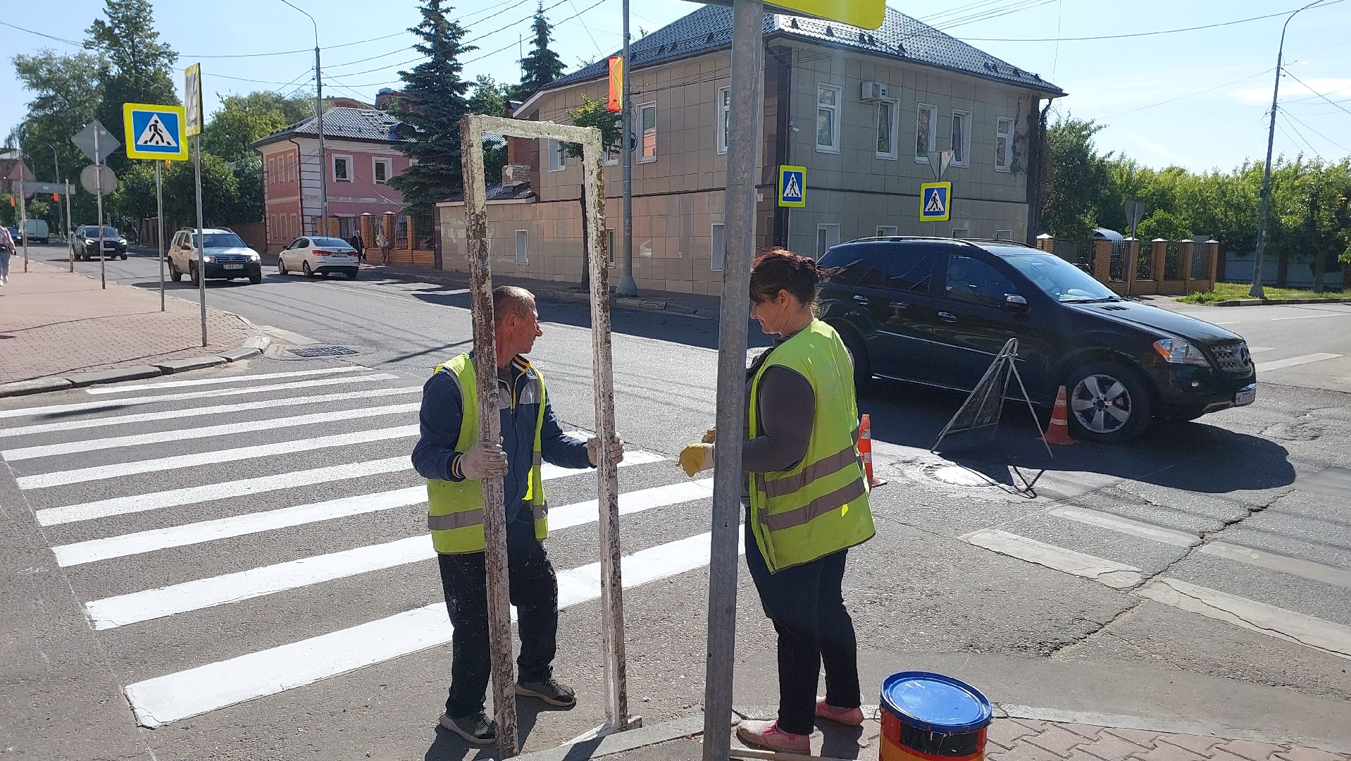 дорожная разметка, серпухов, зебра, ГИБДД, комбинат благоустройства, пешеходный переход, дороги,