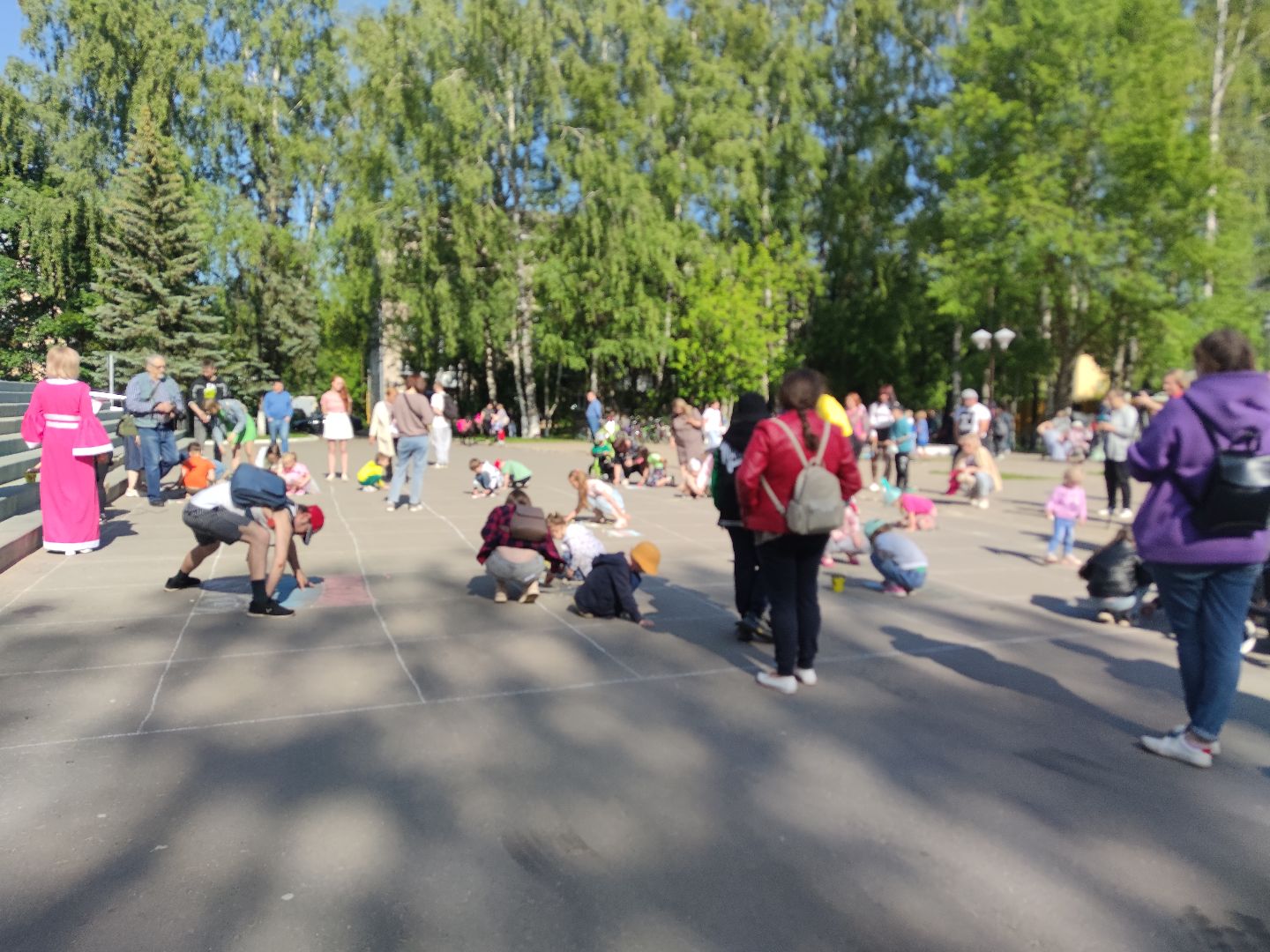 Рисунок на асфальте, конкурс, дети, День России, Дубна