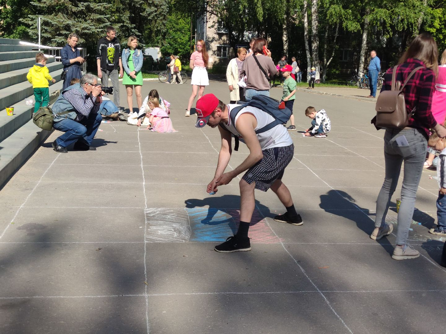 Рисунок на асфальте, конкурс, дети, День России, Дубна