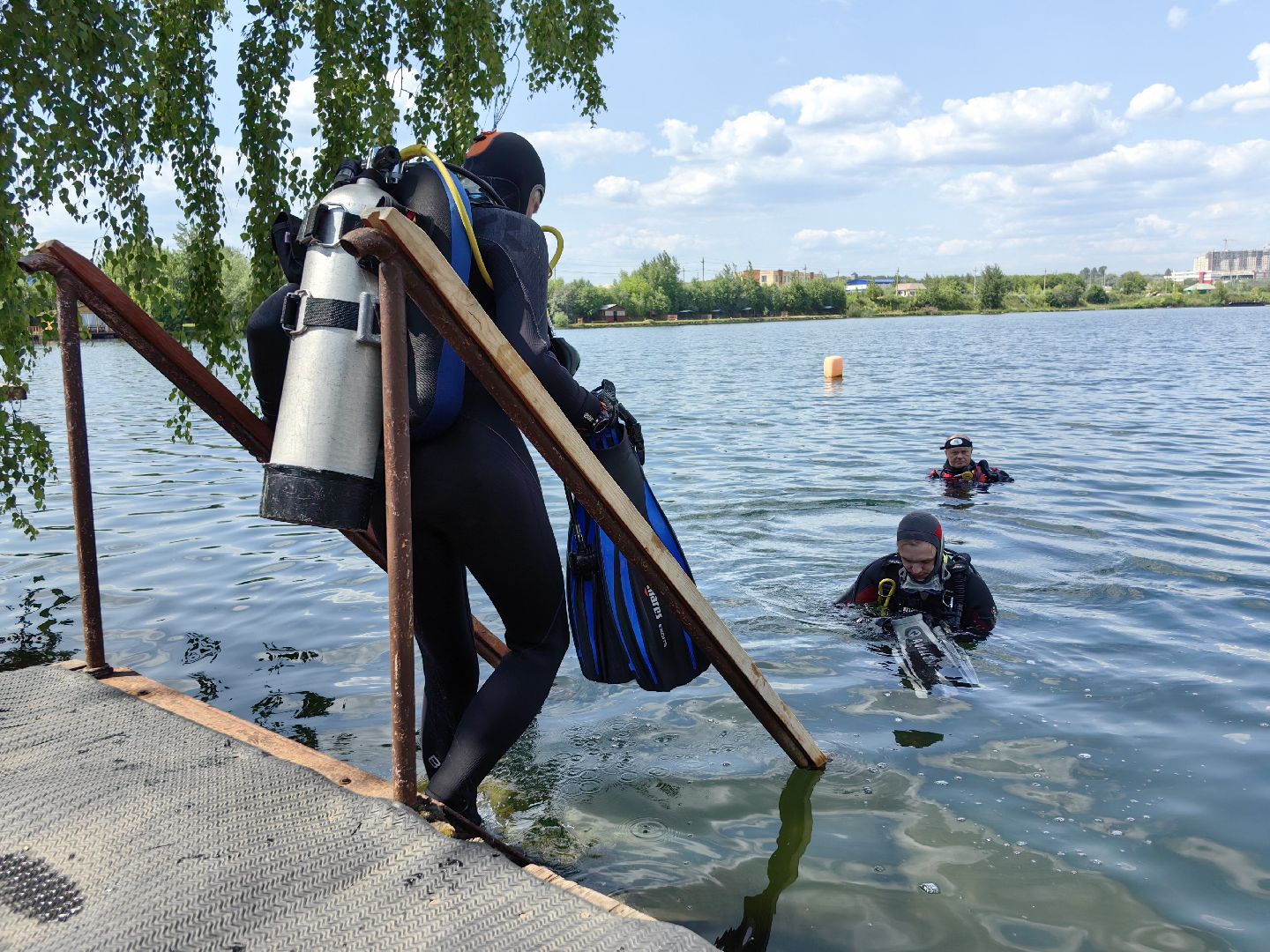 Дайвинг, погружение, вода, карьер