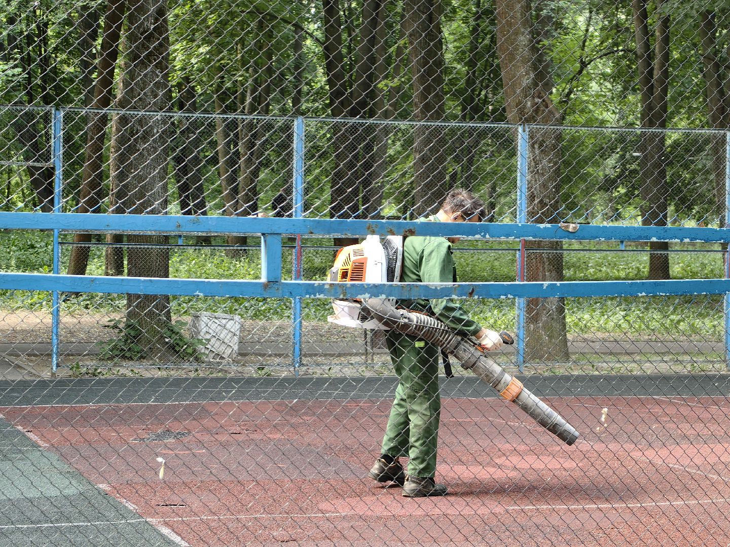 Парк, уборка, пылесос, листья, река