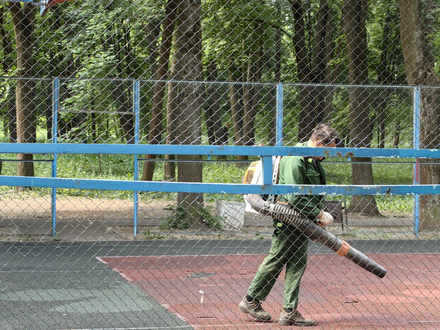 Парк, уборка, пылесос, листья, река