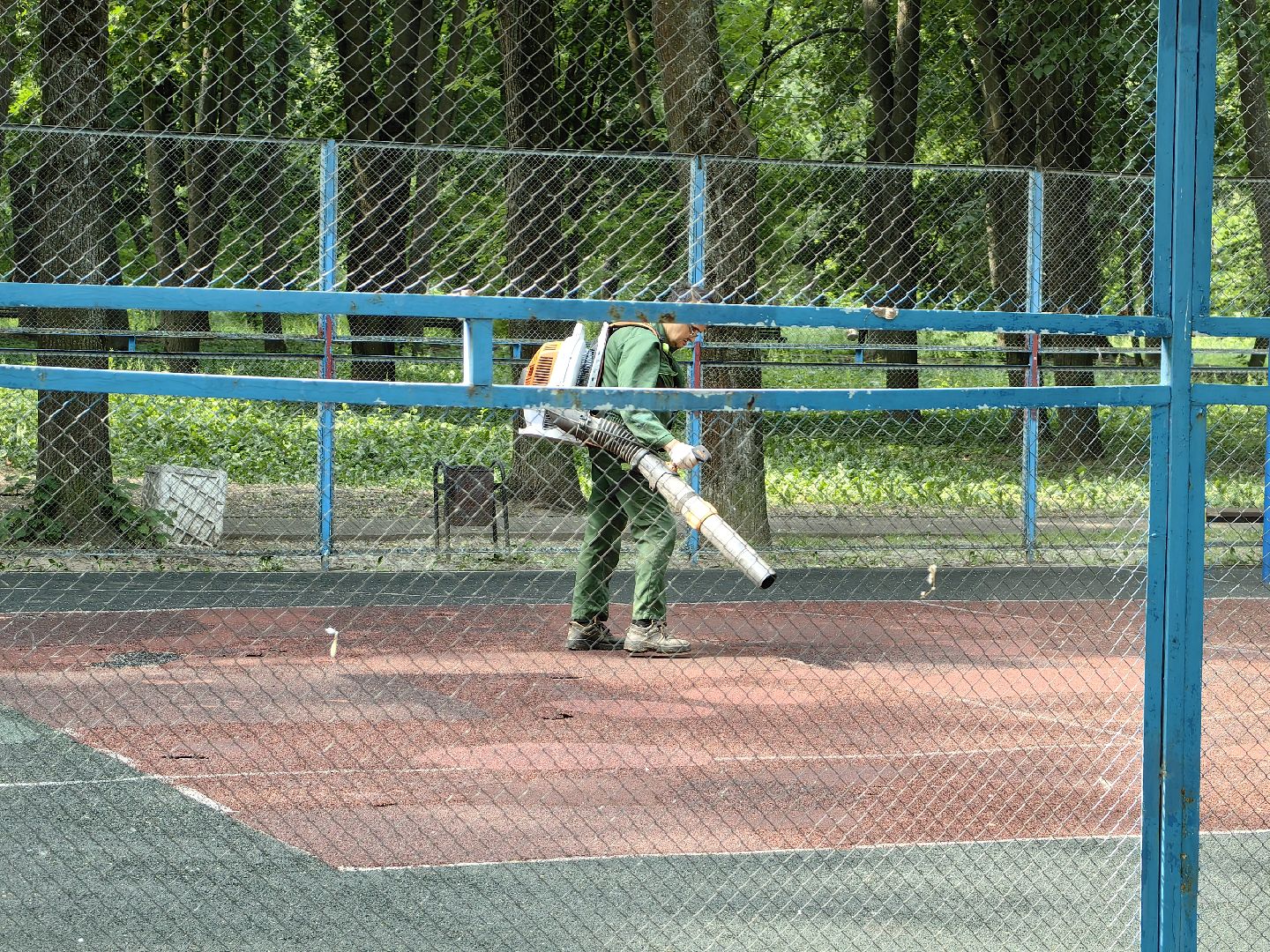 Парк, уборка, пылесос, листья, река