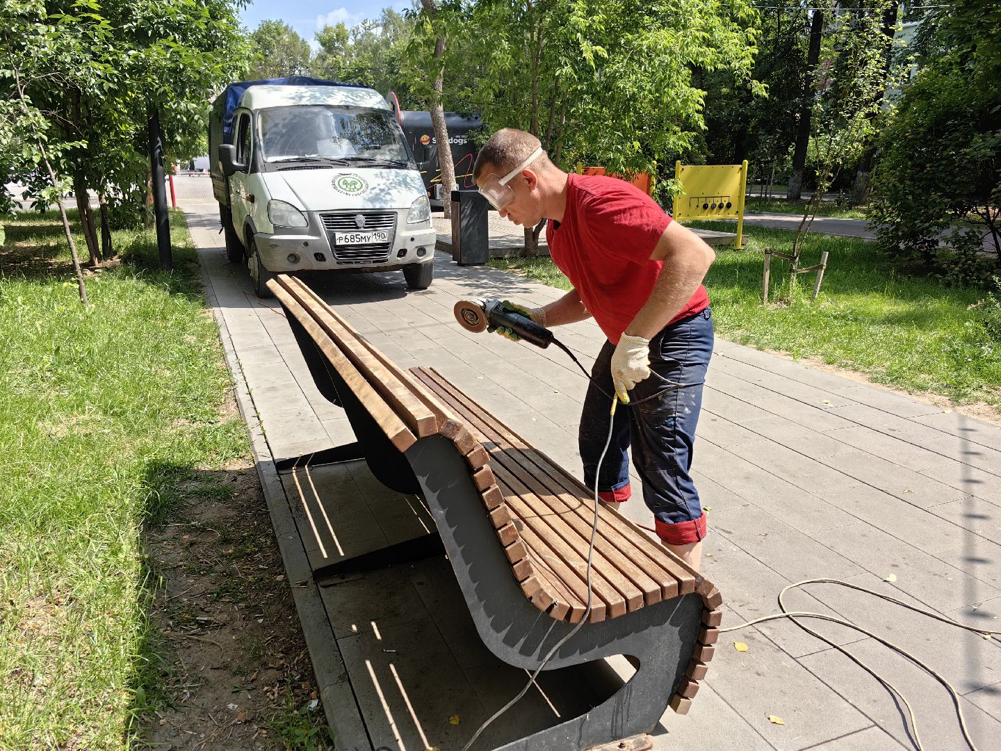 Лавочки, покраска, скамейка, шлифовка