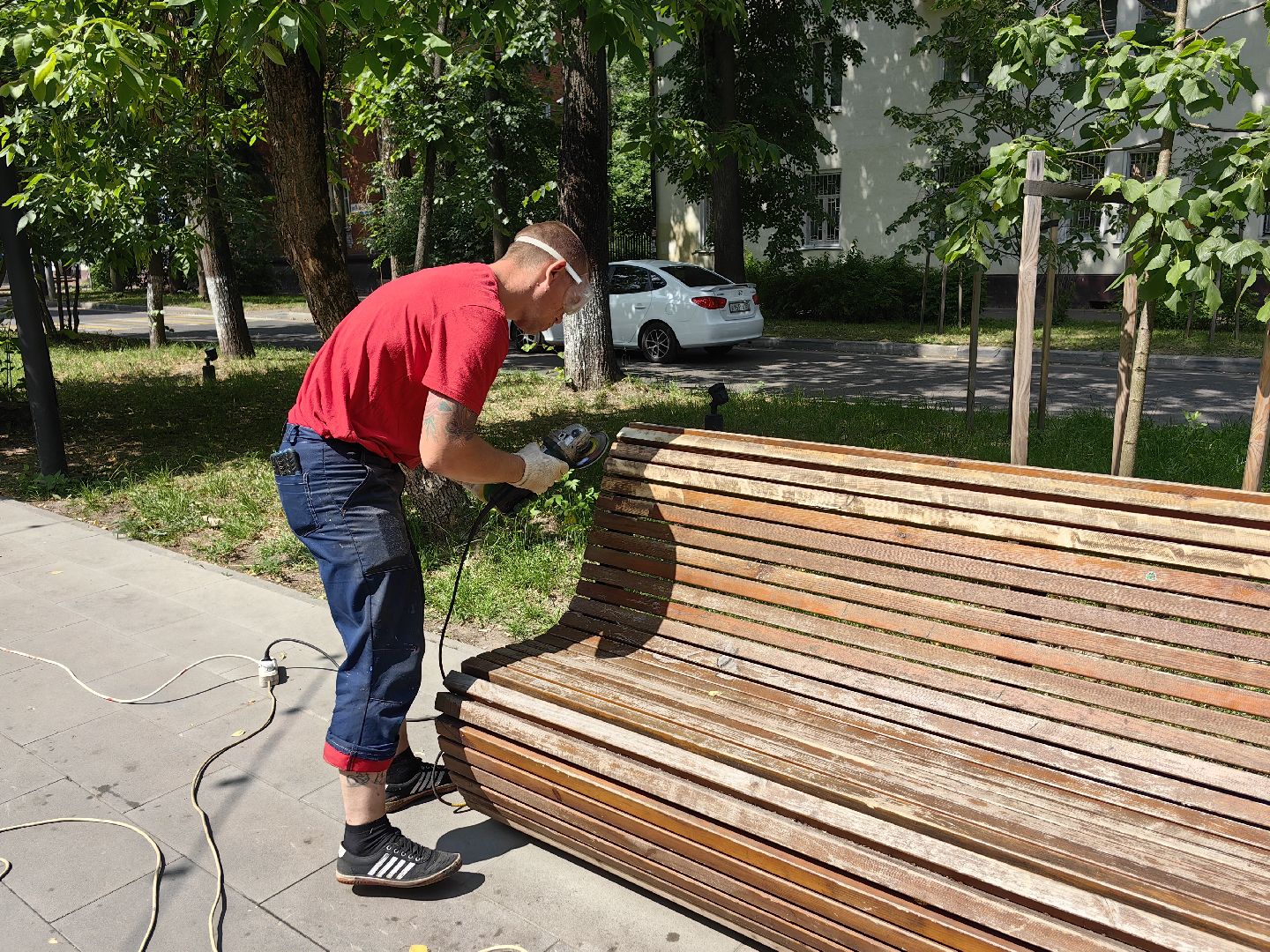 Лавочки, покраска, скамейка, шлифовка