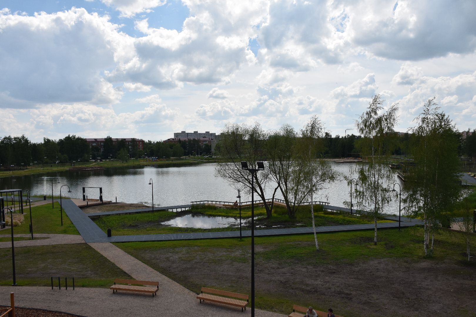Электрогорск, городской округ Павловский Посад, благоустройство, строительство, отдых, озеро, набережная, люди