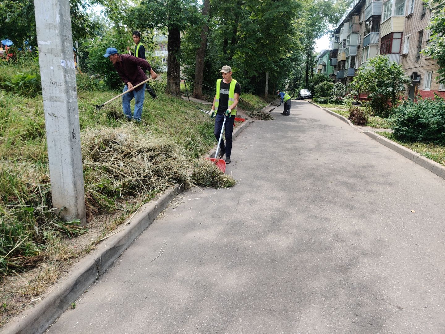 Красноармейск, Пушкинский, уборка дворов, покос травы, опиловка деревьев, ремонт лестницы