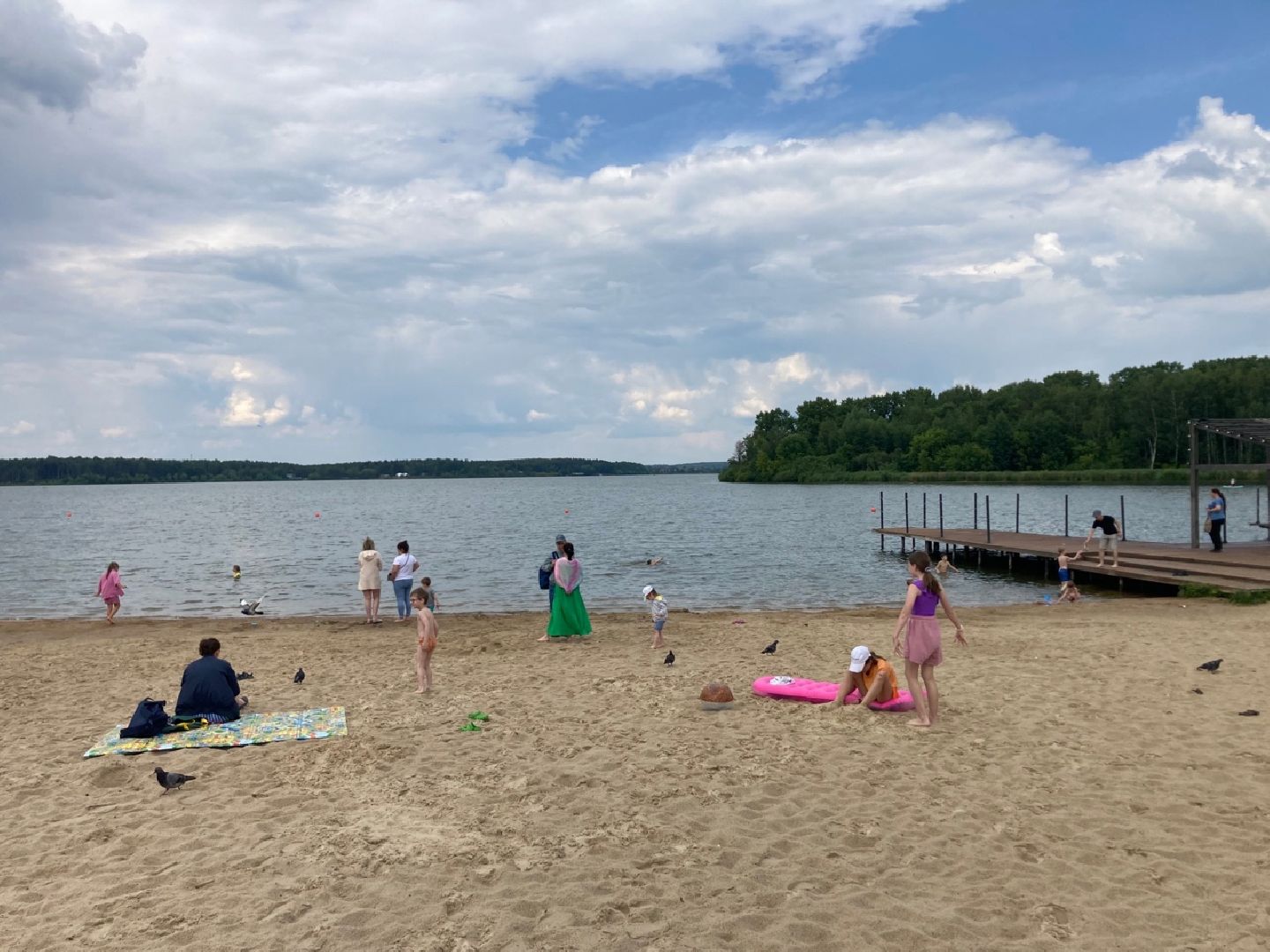 Солнечногорск, озеро Сенеж, пляж, лето, туризм