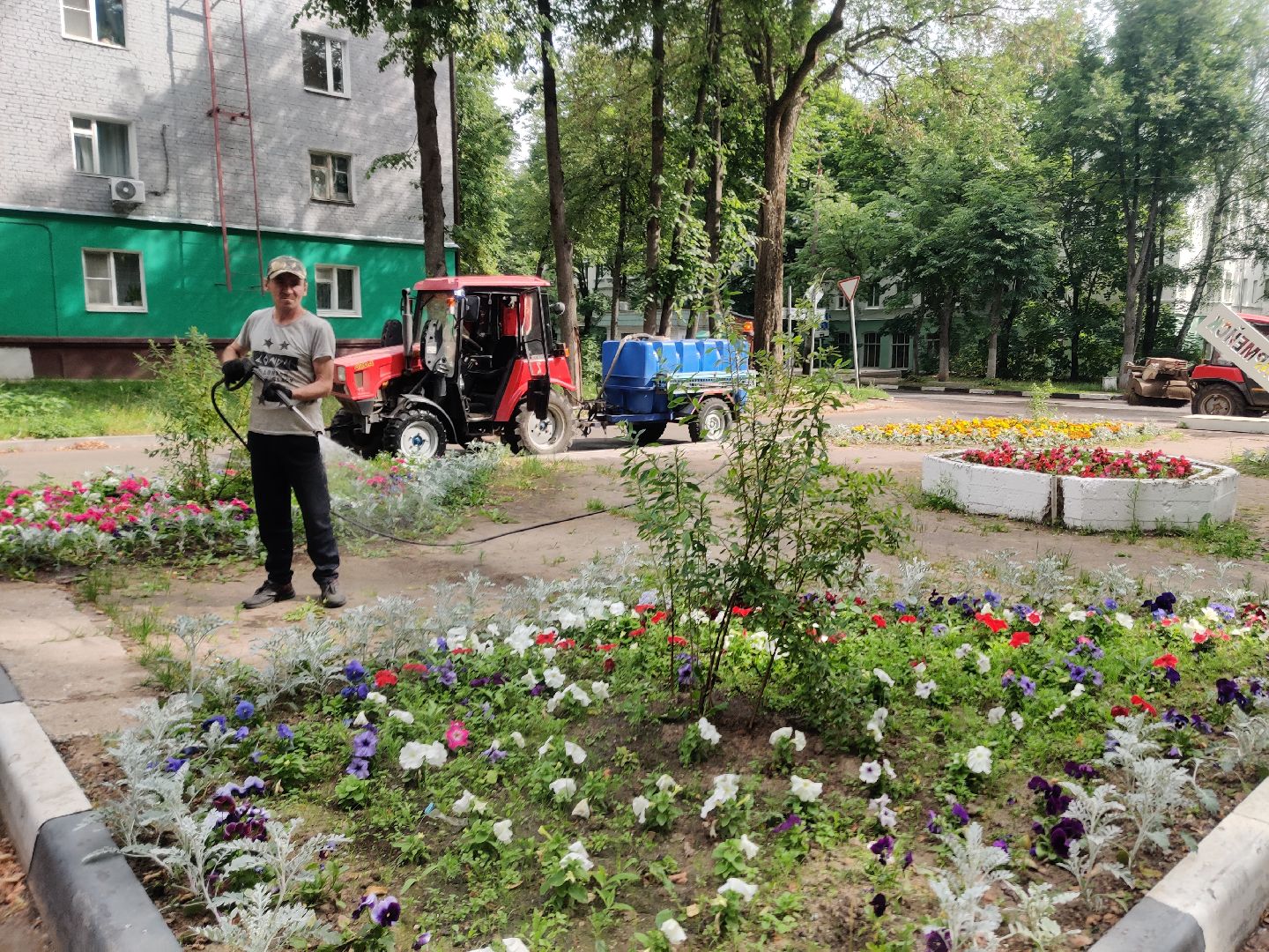 Красноармейск, Пушкинский, полив клумб, городские цветы, ЖКХ