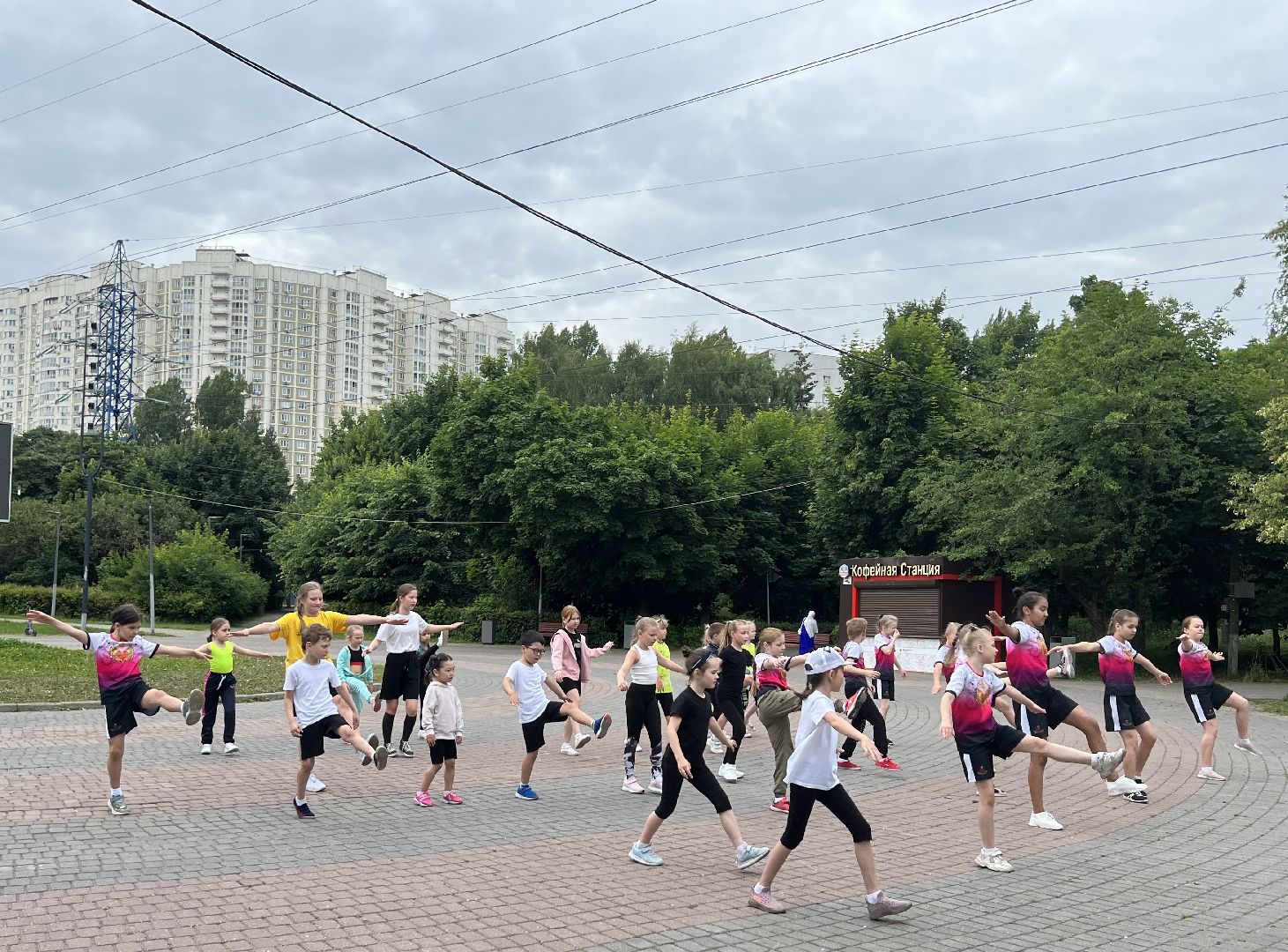 Химки, спорт, сквер им. Марии Рубцовой, тренировка, дети, чирлидинг, спортивная школа