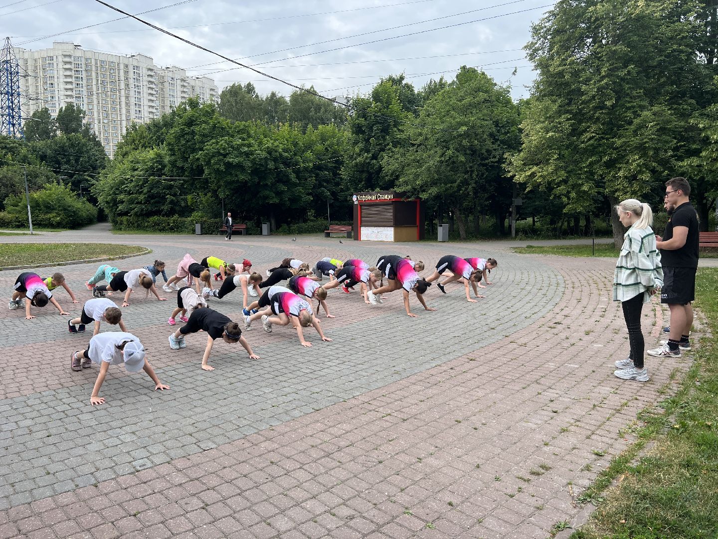 Химки, спорт, сквер им. Марии Рубцовой, тренировка, дети, чирлидинг, спортивная школа