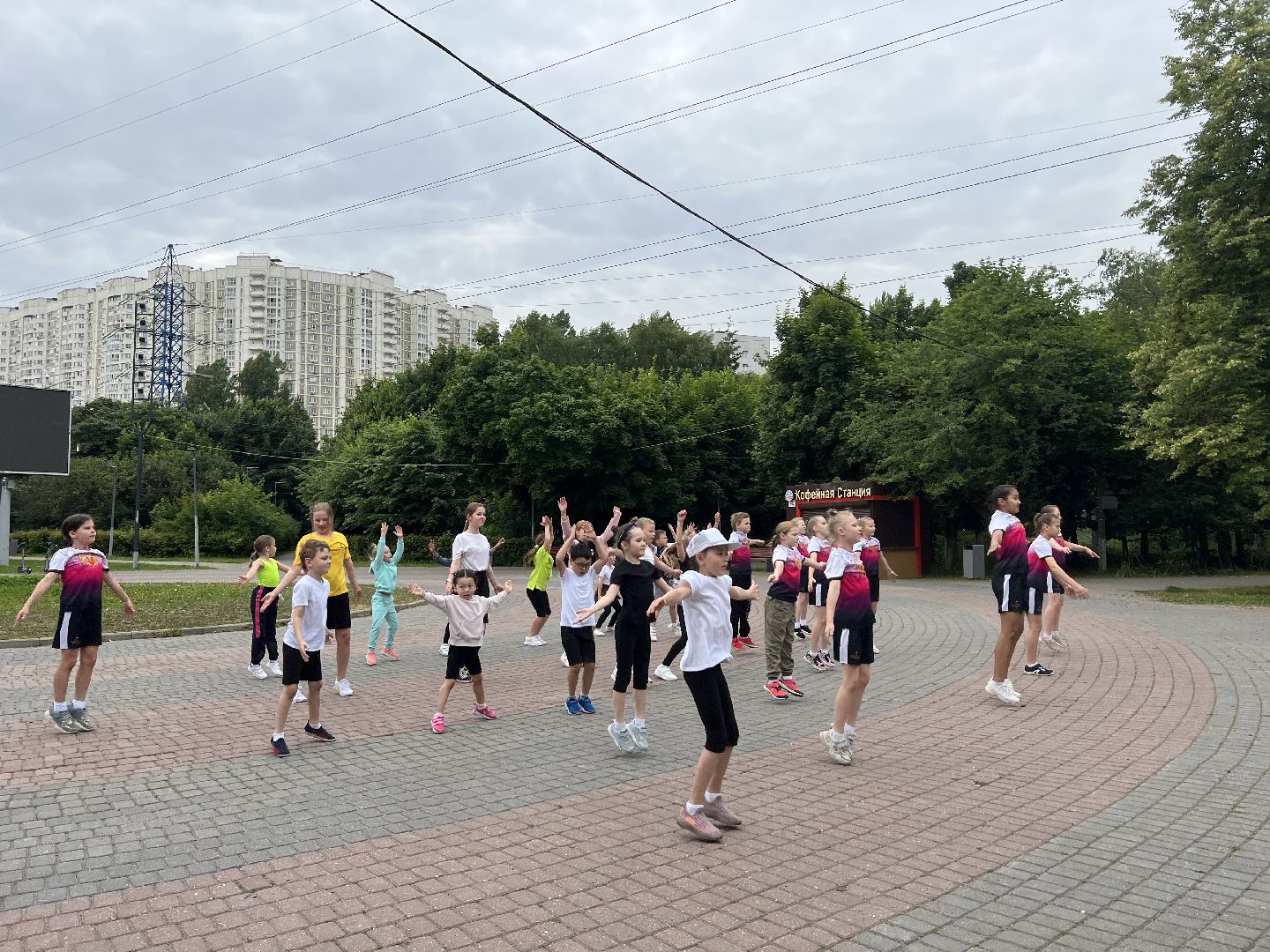 Химки, спорт, сквер им. Марии Рубцовой, тренировка, дети, чирлидинг, спортивная школа