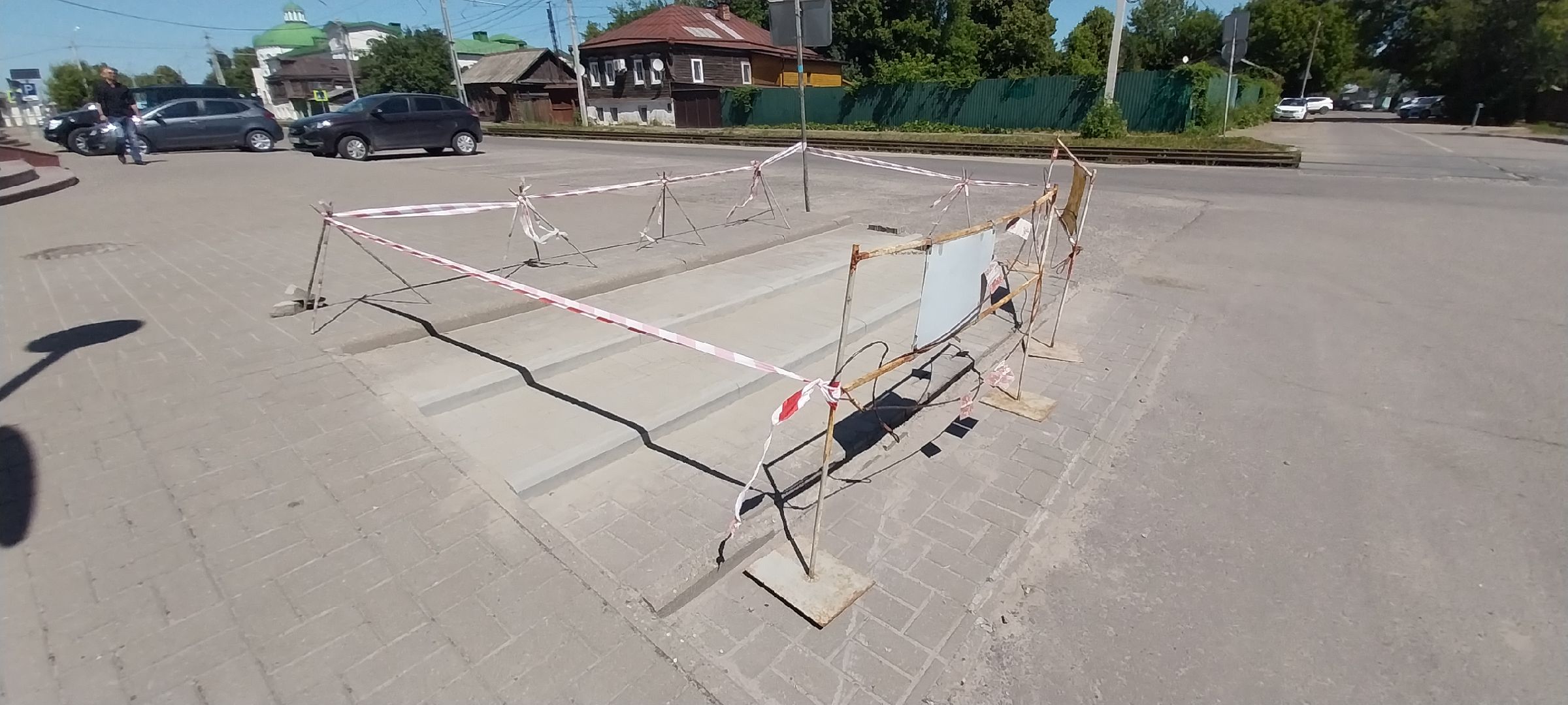 Коломна, ремонт тротуара, ступеньки