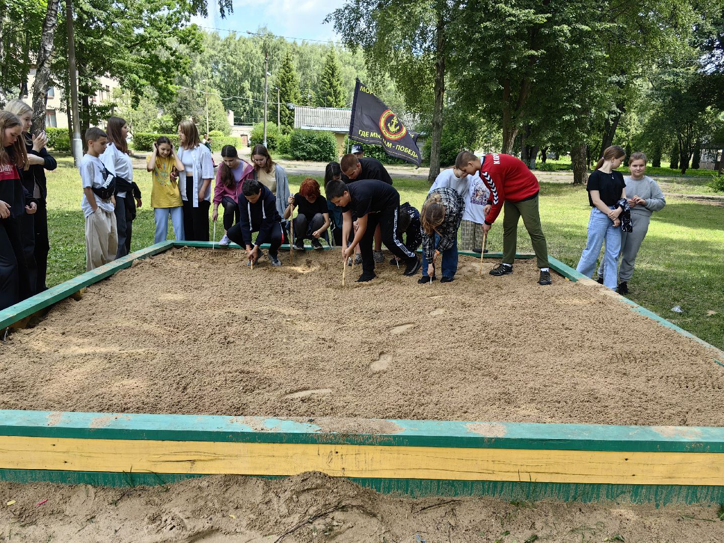 Игра, поле, лагерь, спорт, песочница