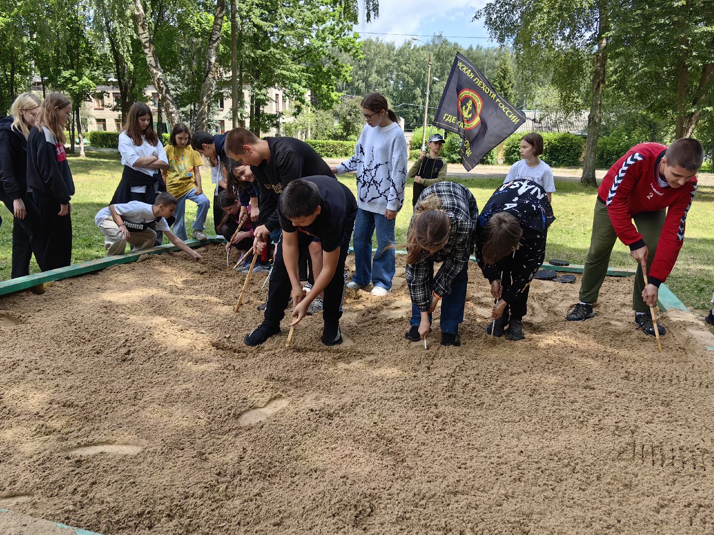 Игра, поле, лагерь, спорт, песочница