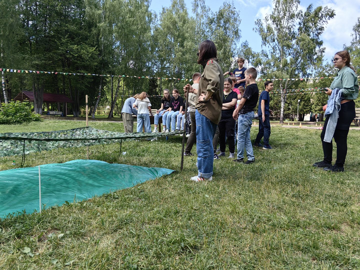 Сетка, игра, лагерь, спорт