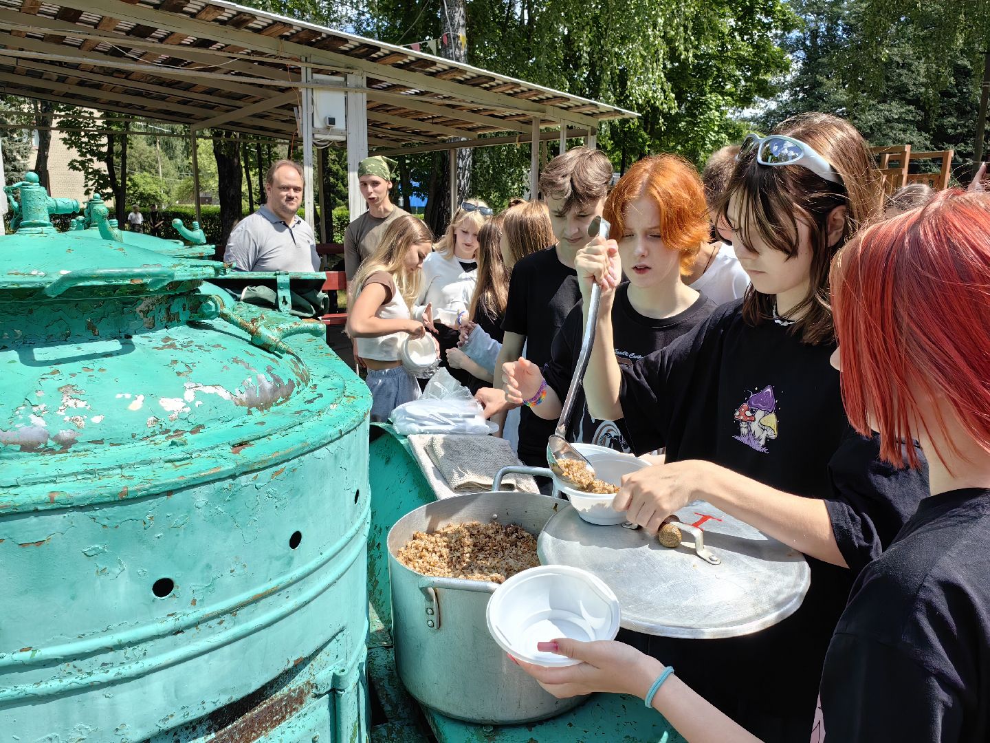Полевая кухня, каша, гречка, лагерь, состязания, дети
