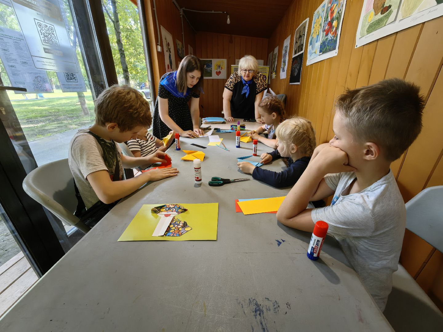 Мастер-класс, оригами, картон, собачка, пёс, парк, дети