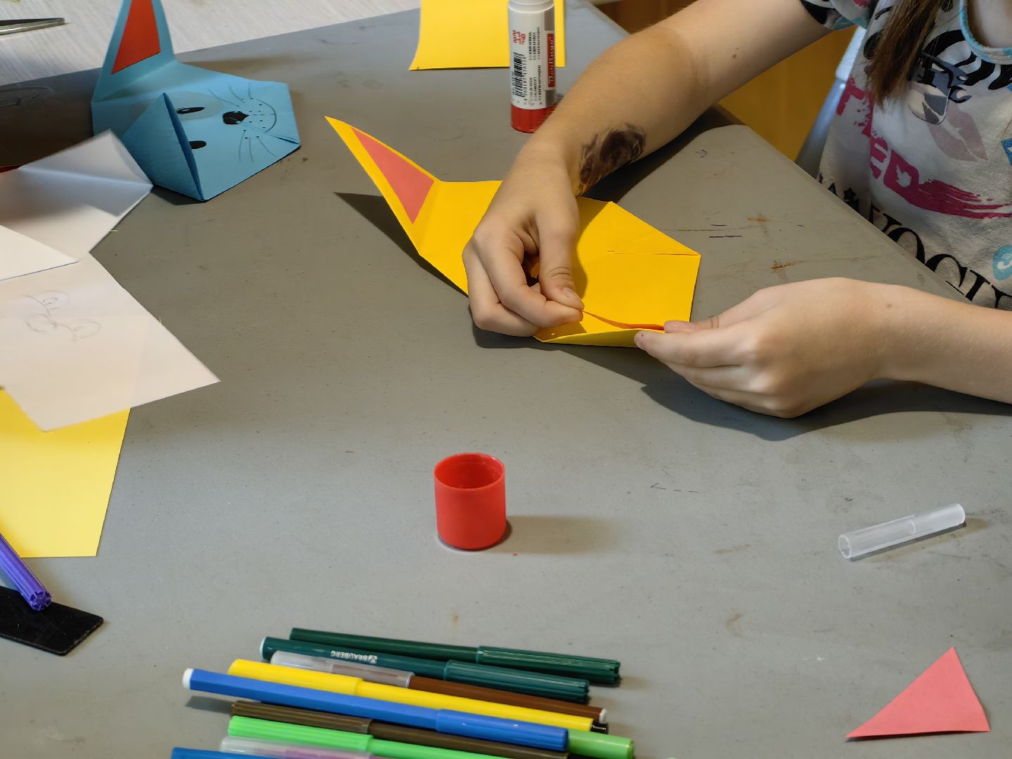 Мастер-класс, оригами, картон, собачка, пёс, парк, дети