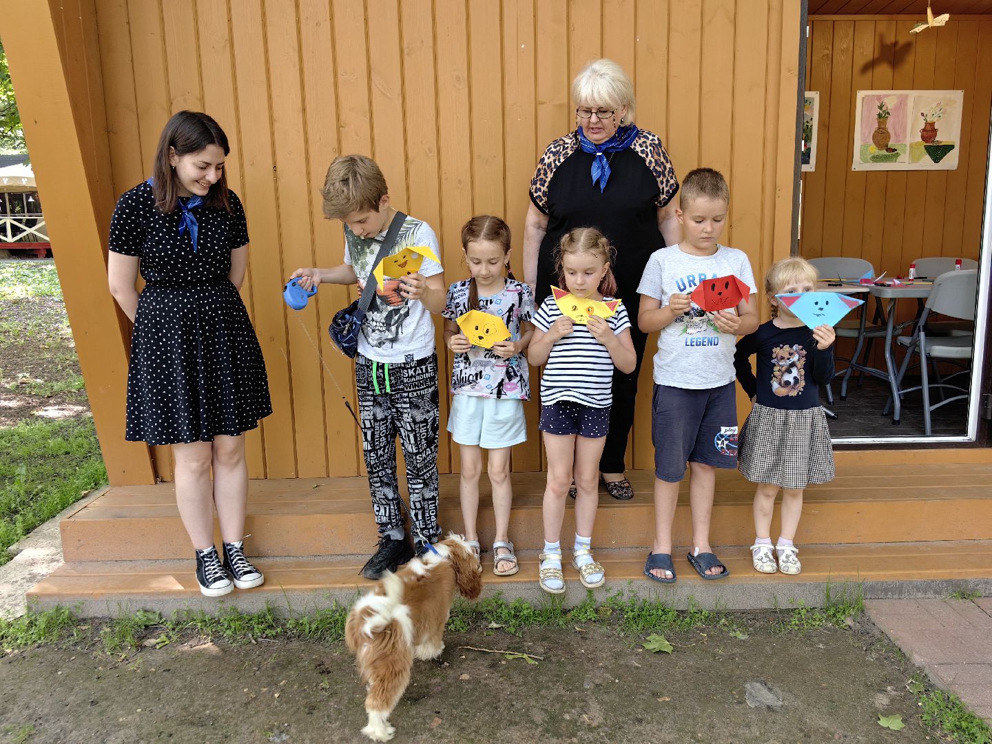 Мастер-класс, оригами, картон, собачка, пёс, парк, дети