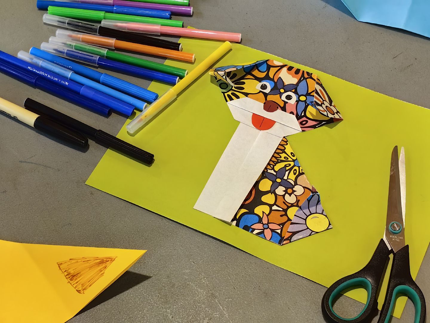 Мастер-класс, оригами, картон, собачка, пёс, парк, дети