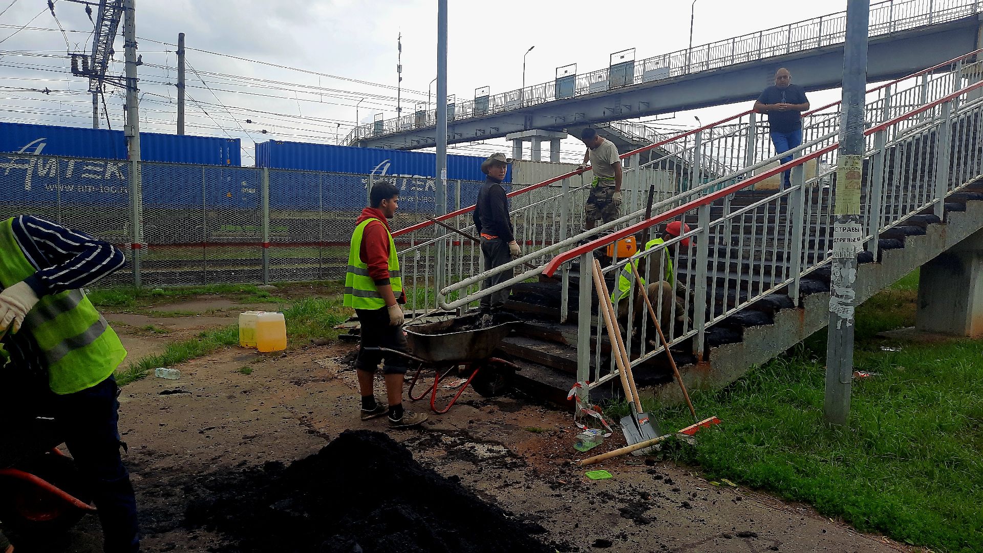 #Шатура, #пешеходный_мост, #ремонт_моста, #железная_дорога, #РЖД