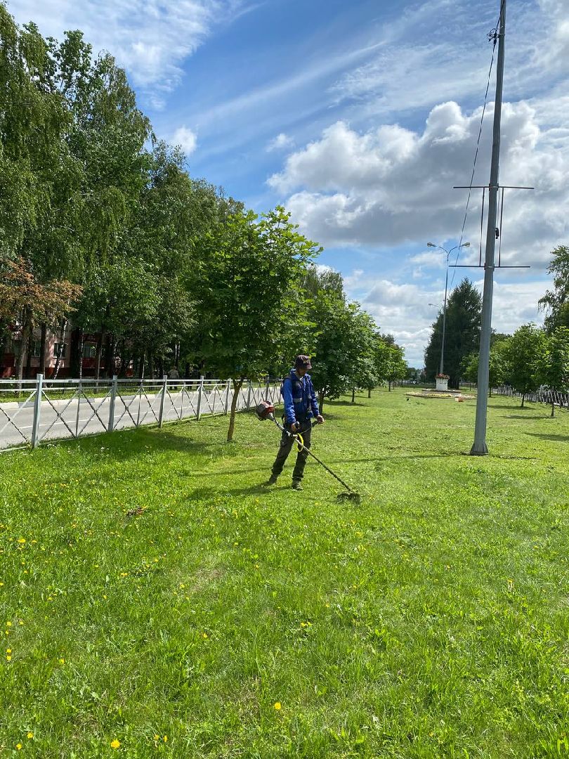 Чехов, благоустройство, трава, покос, город