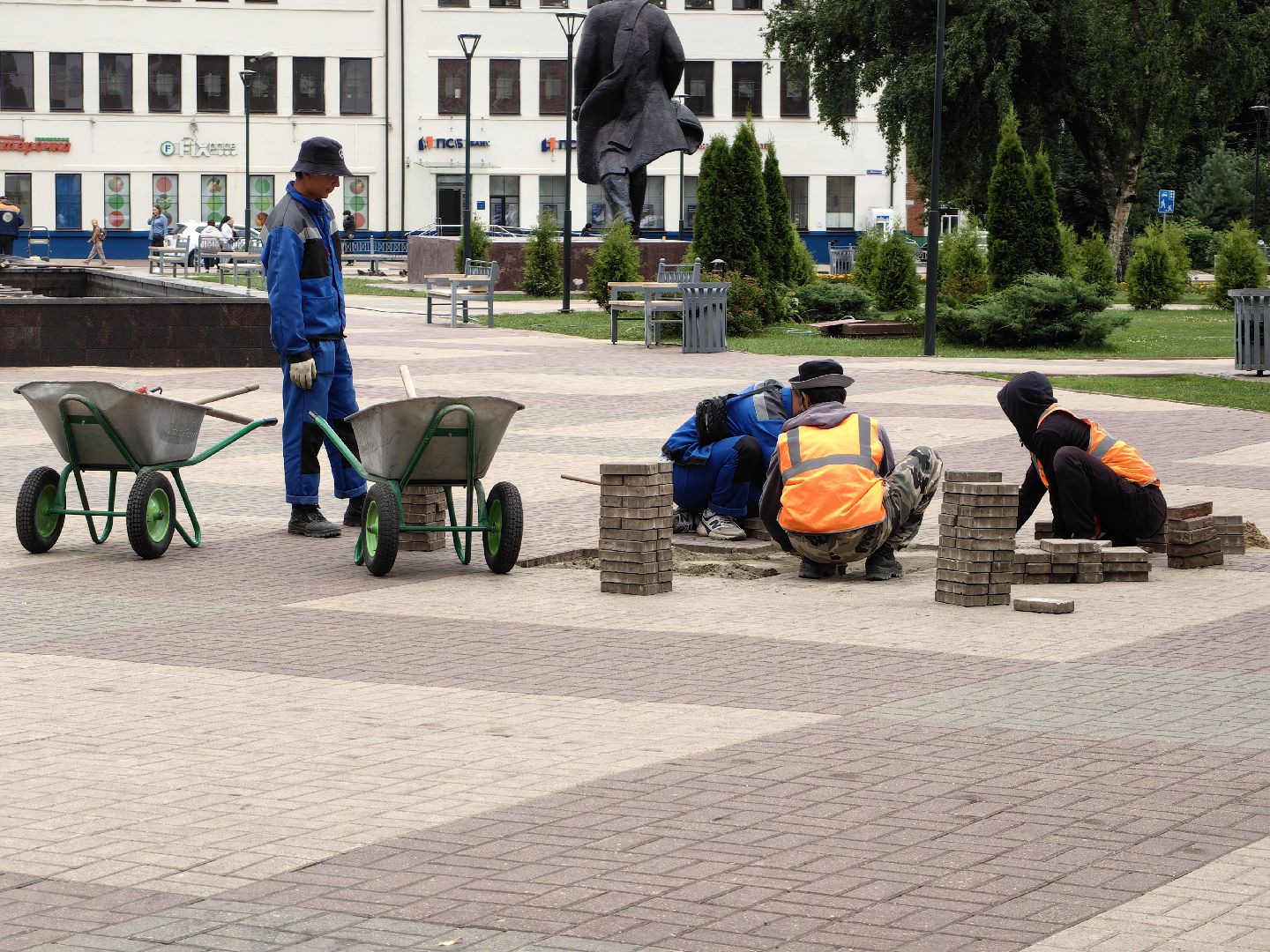 Площадь, брусчатка, замена, Щелково