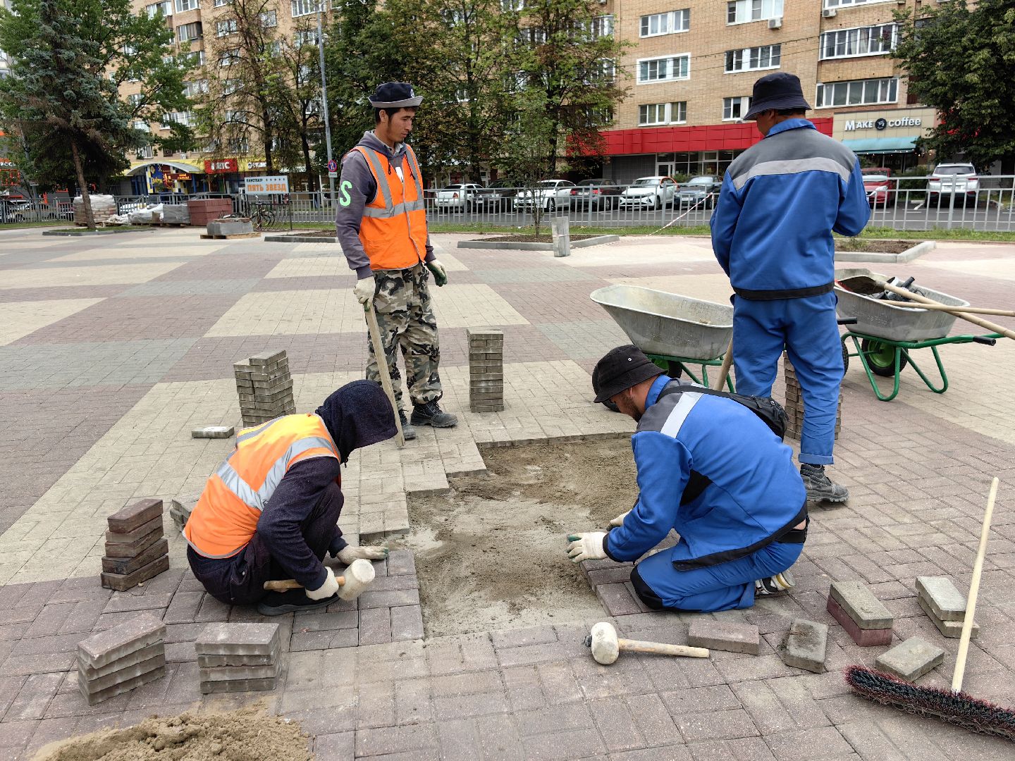 Площадь, брусчатка, замена, Щелково