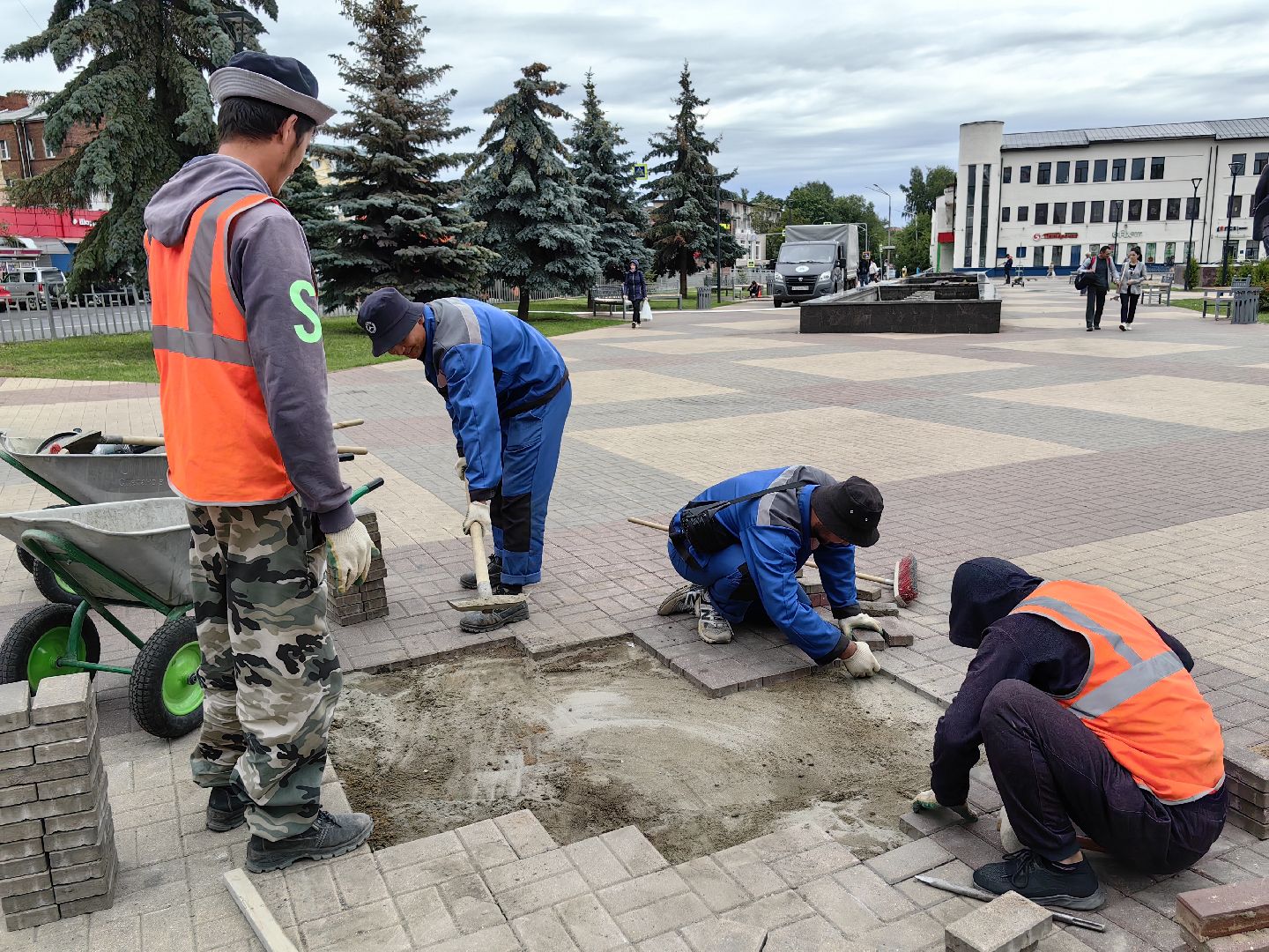 Площадь, брусчатка, замена, Щелково